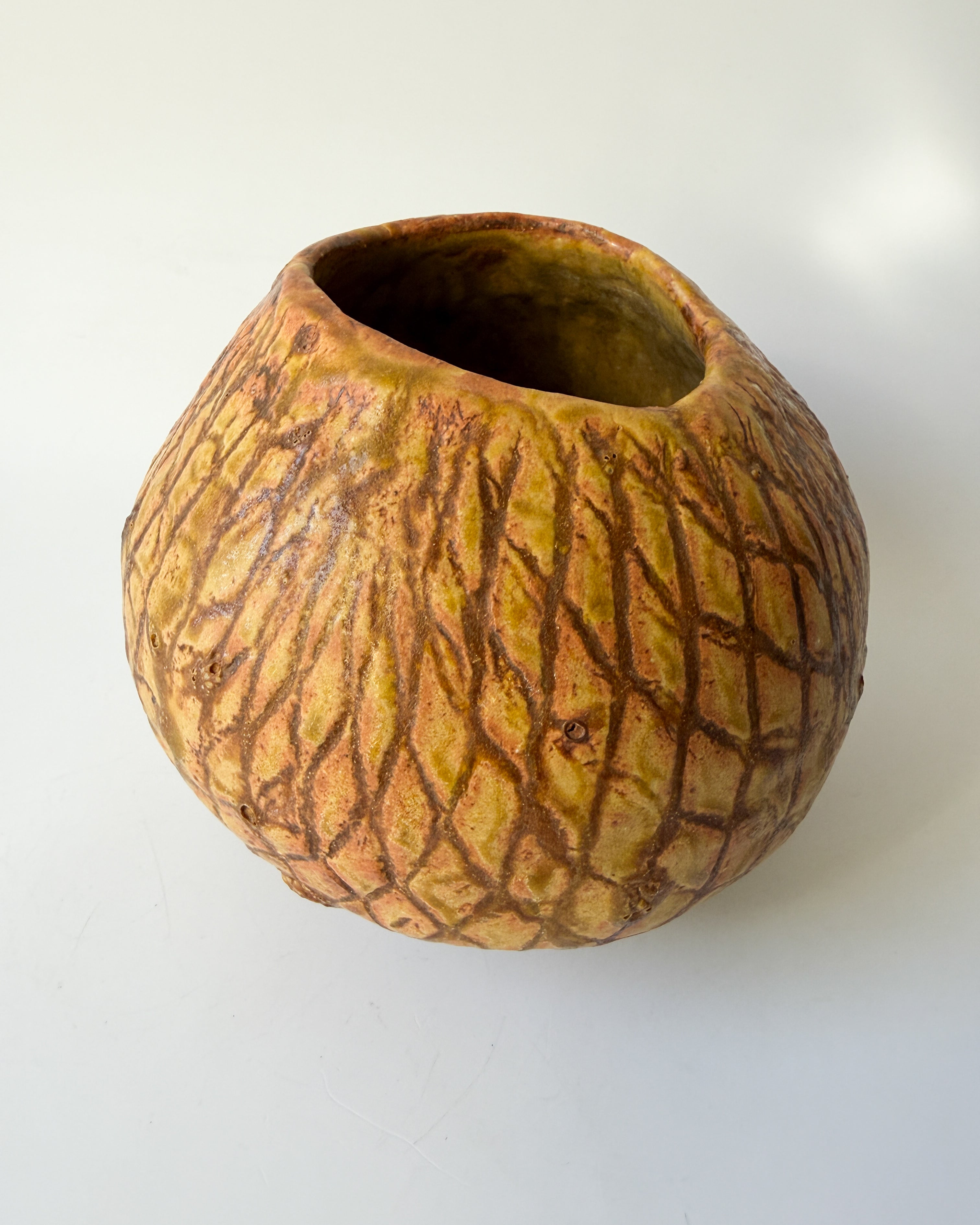 Brown Studio Pottery Vase Planter