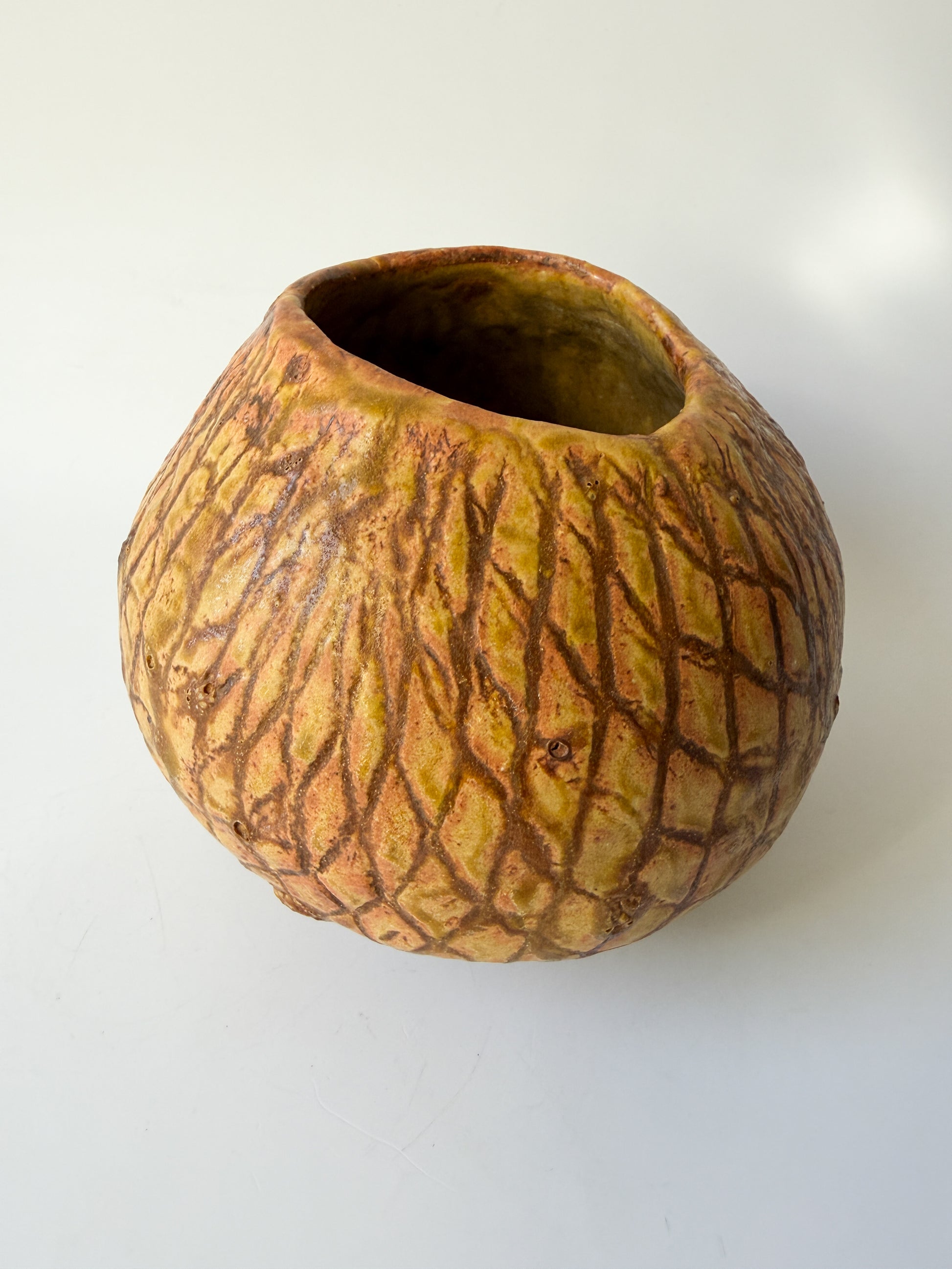 Brown Studio Pottery Vase Planter