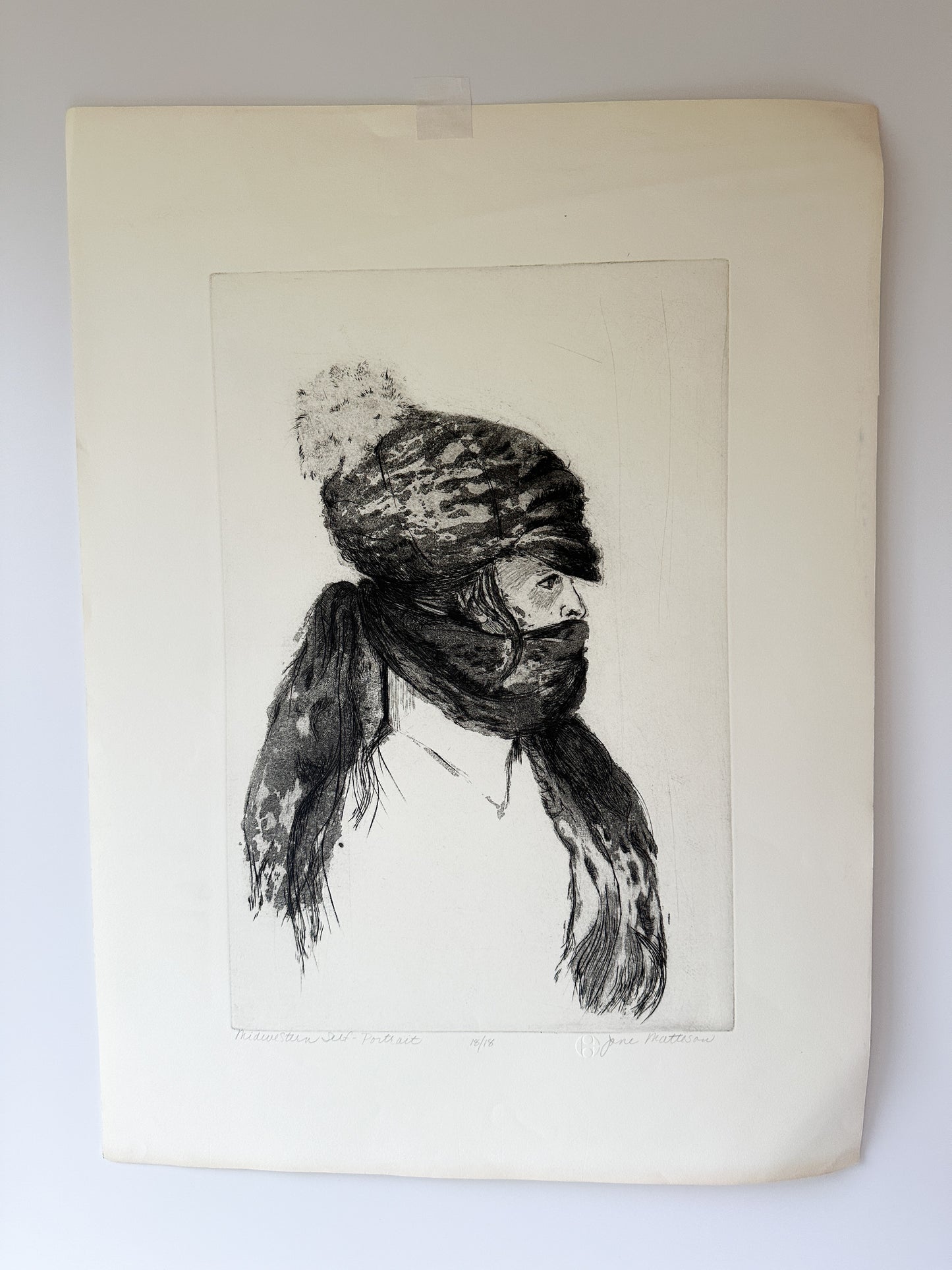 "MIDWESTERN SELF-PORTRAIT” Etching by Late Artist Jane Matteson