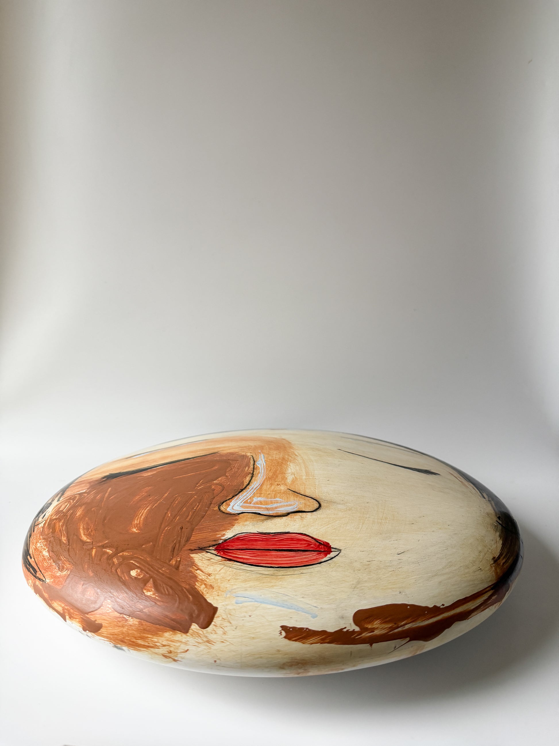 16" Hand-painted Ceramic Face Sculpture in Style of Artist Yuri Zatarain