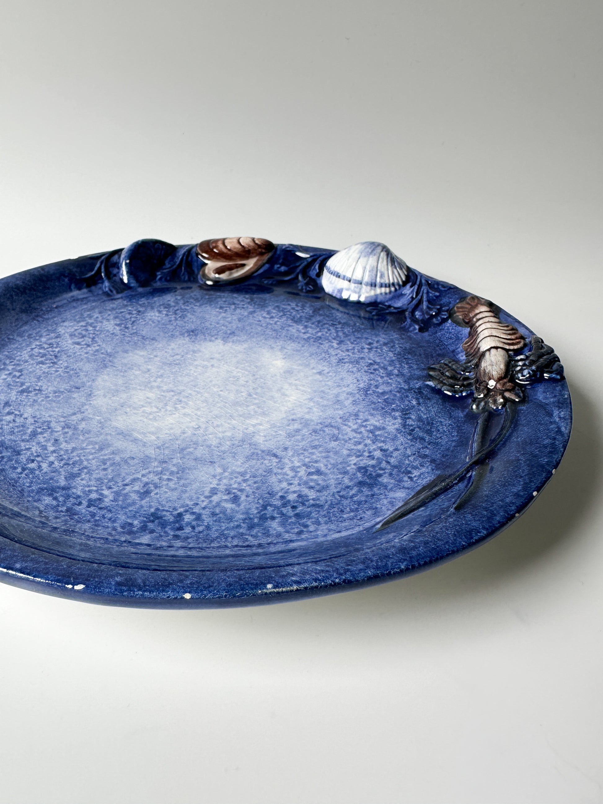 Rare Italian Majolica Trompe L’oeil Shellfish Plate