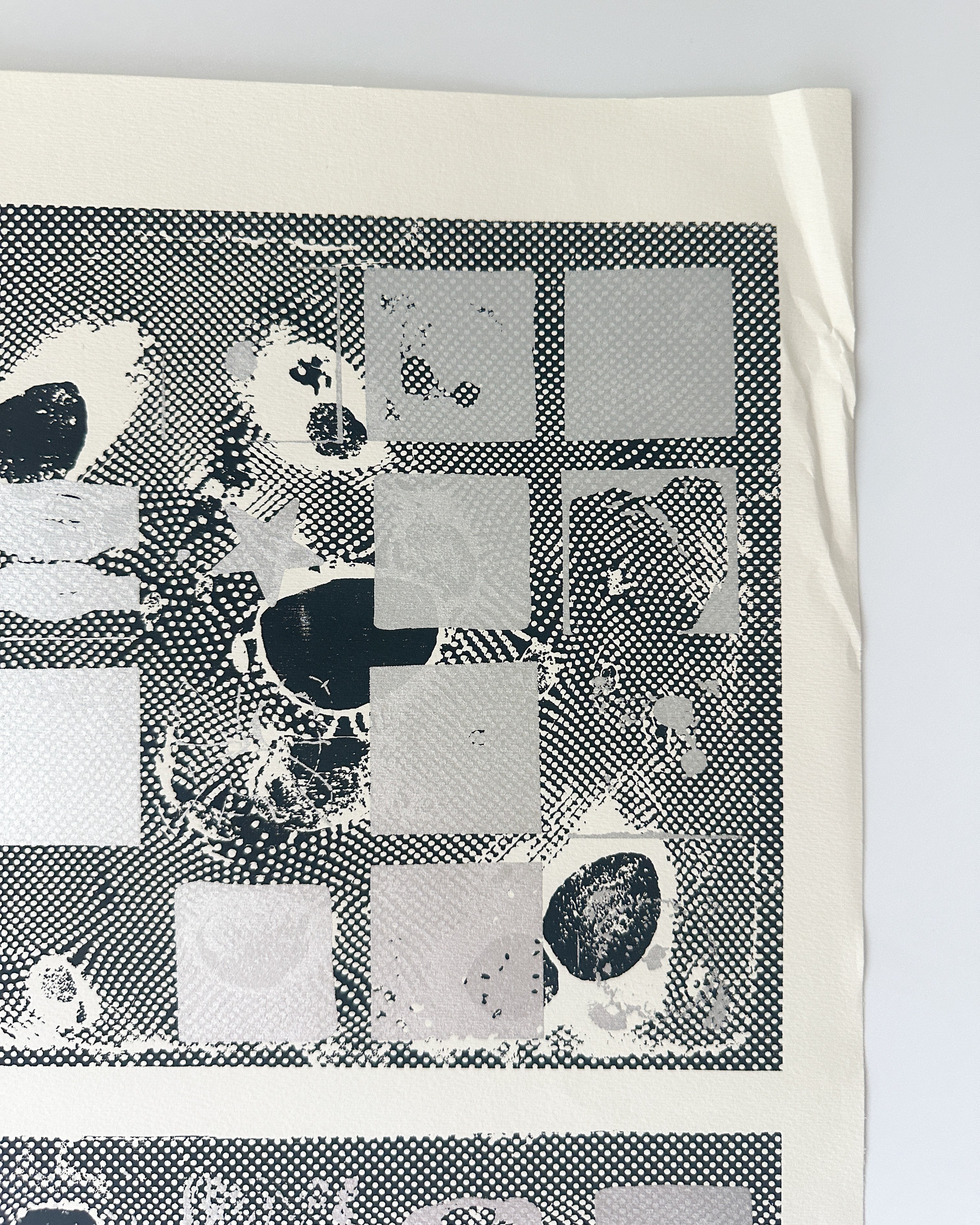 Black and Silver Ink Abstract - Screenprint by the late Velda Warner (26.125”W x 19.125”H)