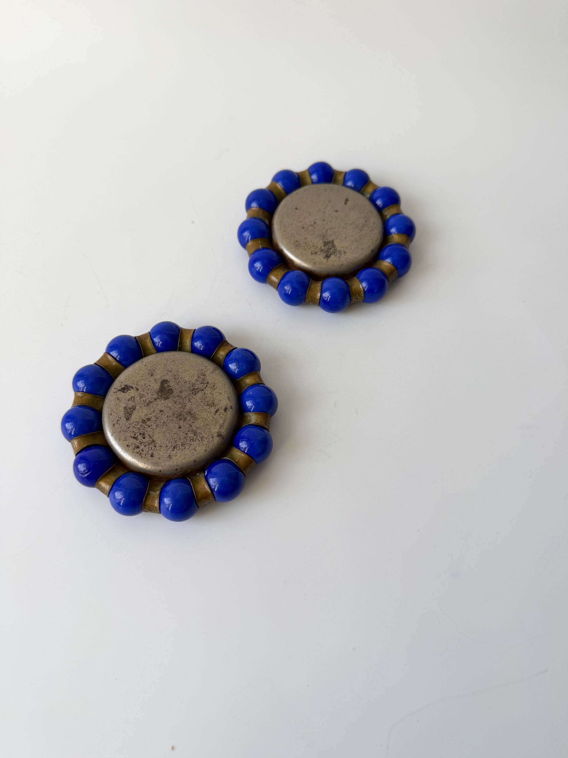 1930's World’s Fair Fisher Jewel Tray - Brass with Blue Marbles (2 available)