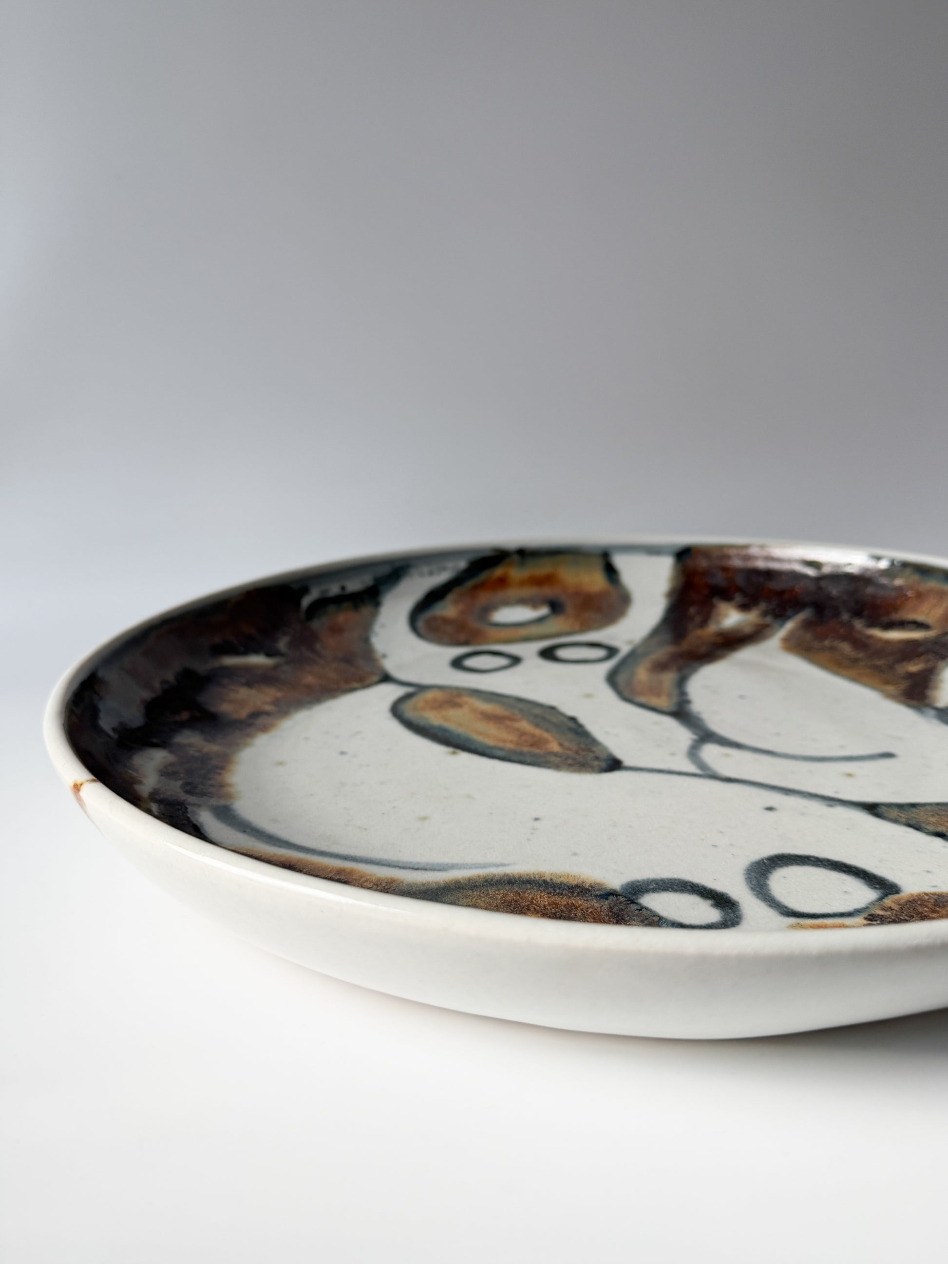 Vintage Hand-Painted Abstract Nudes Large Ceramic Bowl