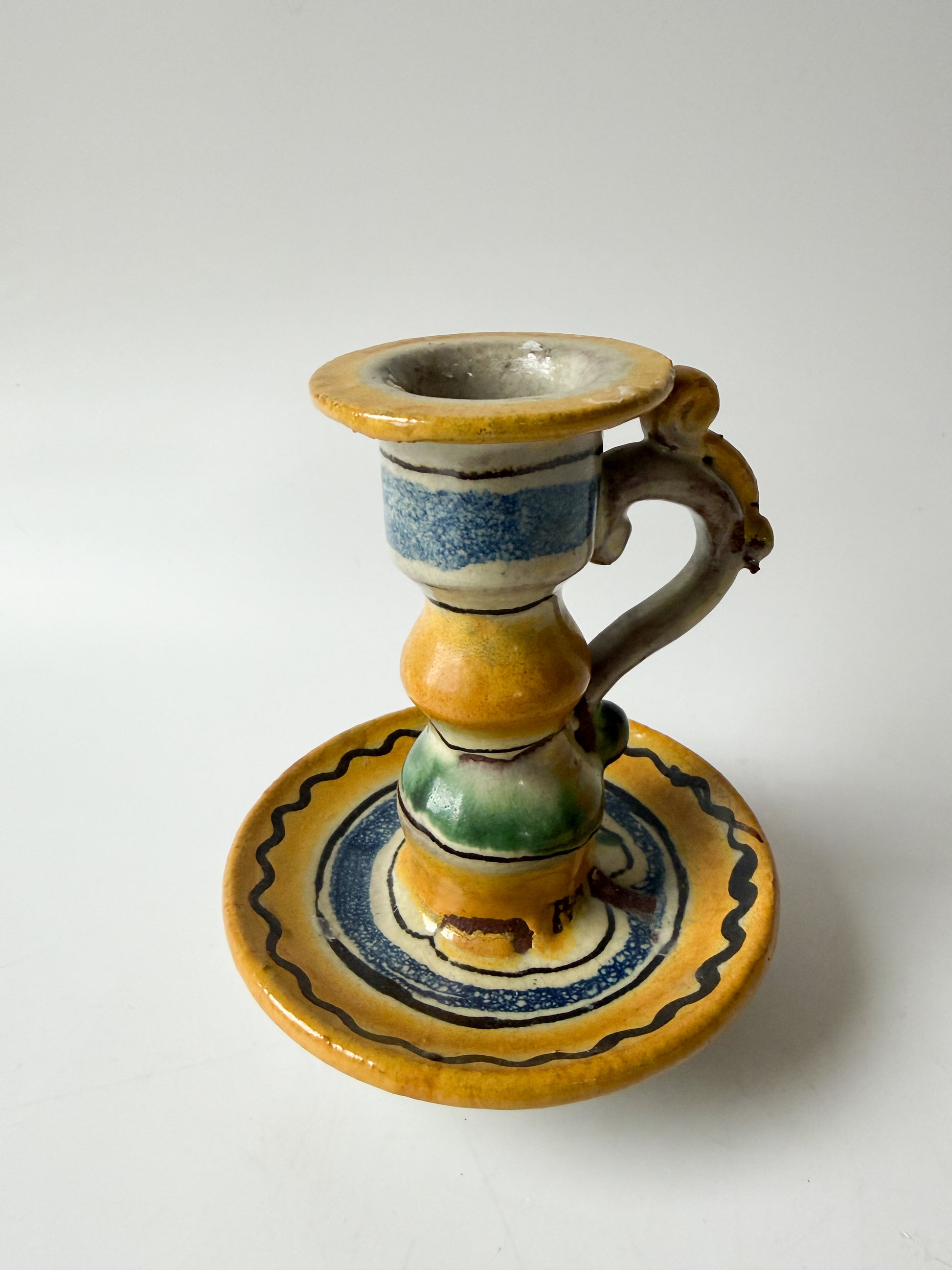 Italian Handmade Terracotta Candlestick (with candle)