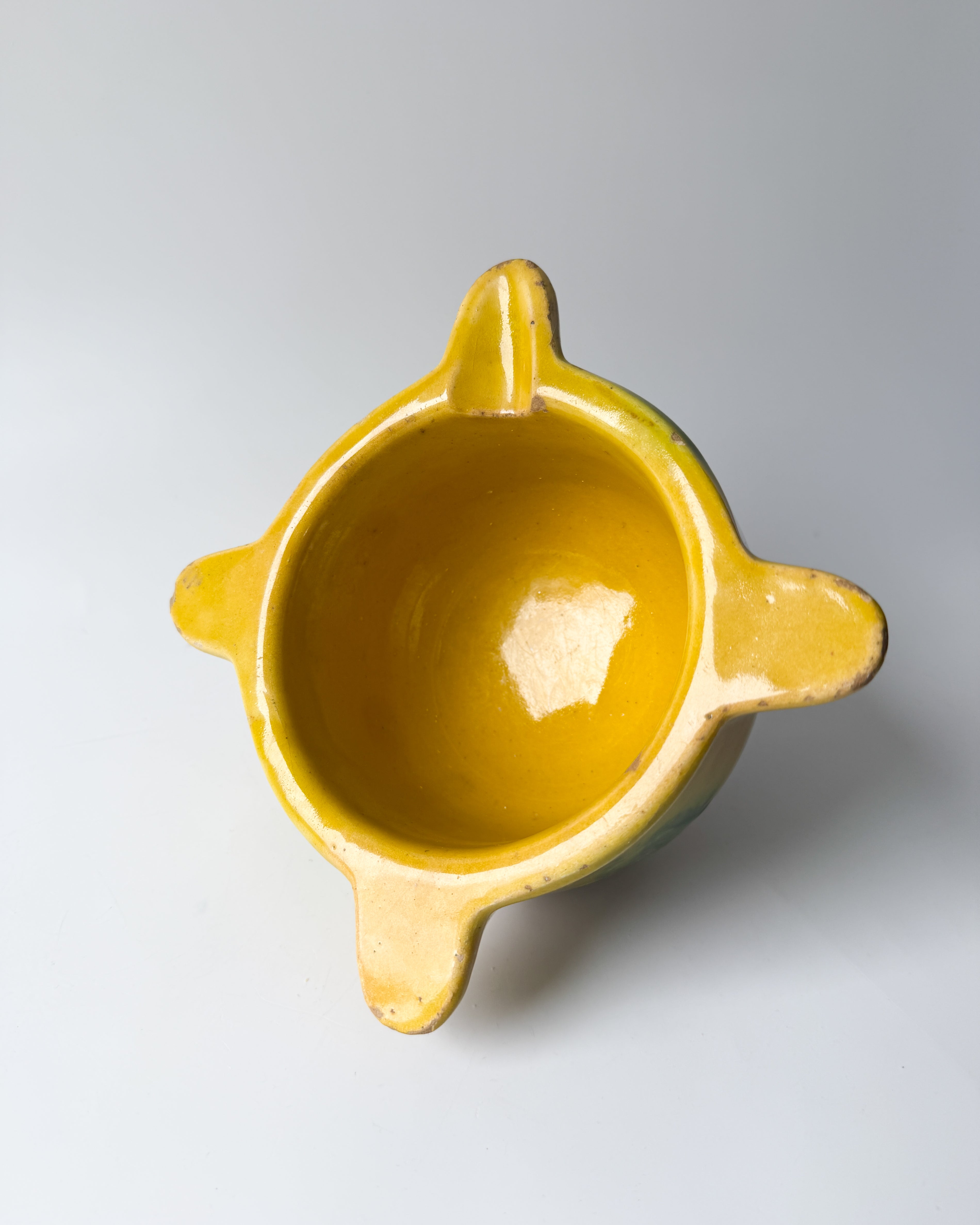 Vintage Yellow and Green Ceramic Ashtray