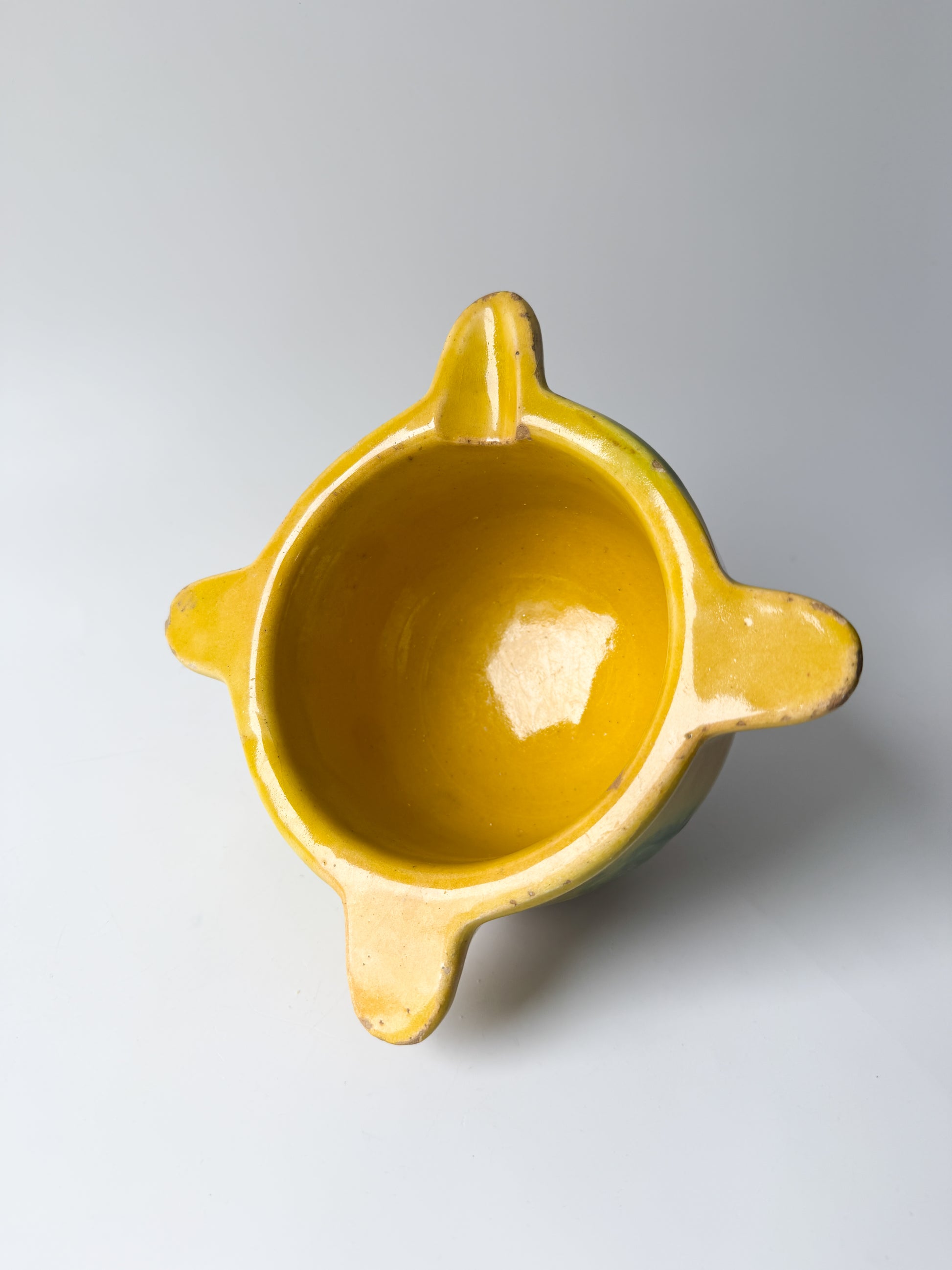 Vintage Yellow and Green Ceramic Ashtray
