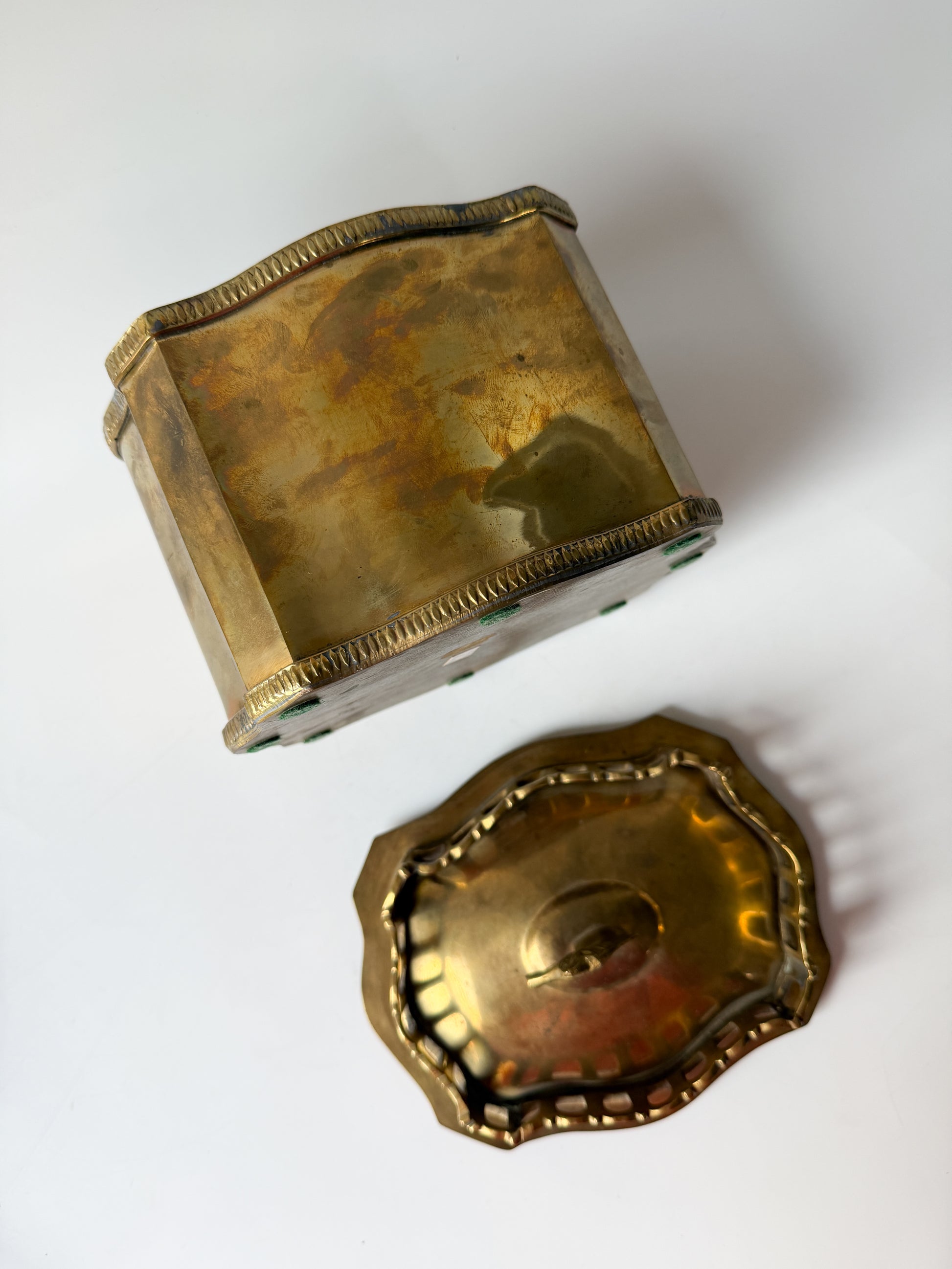 Vintage Brass Horse Biscuit Tin