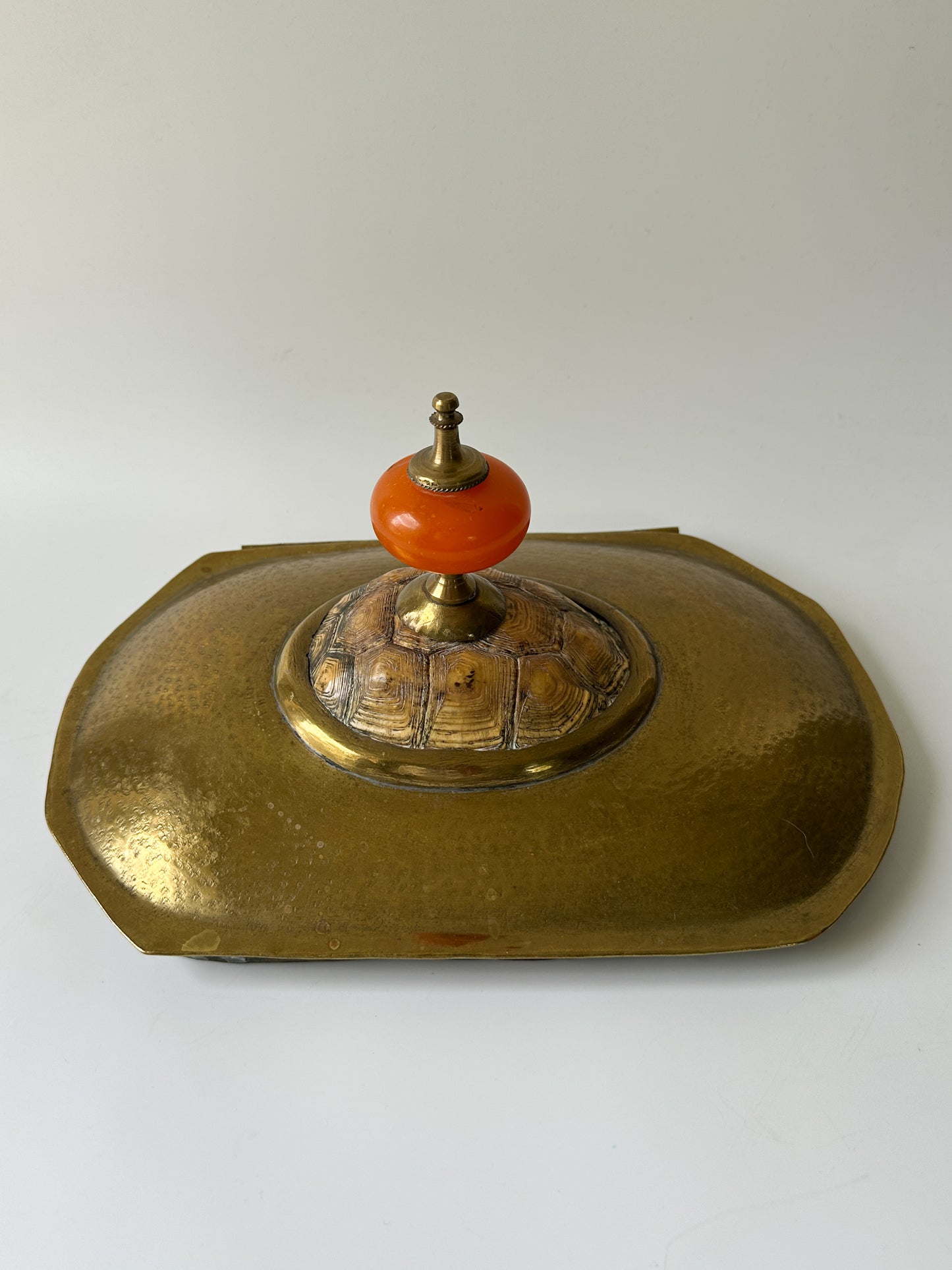 Vintage Hammered Brass Tea Caddy Box