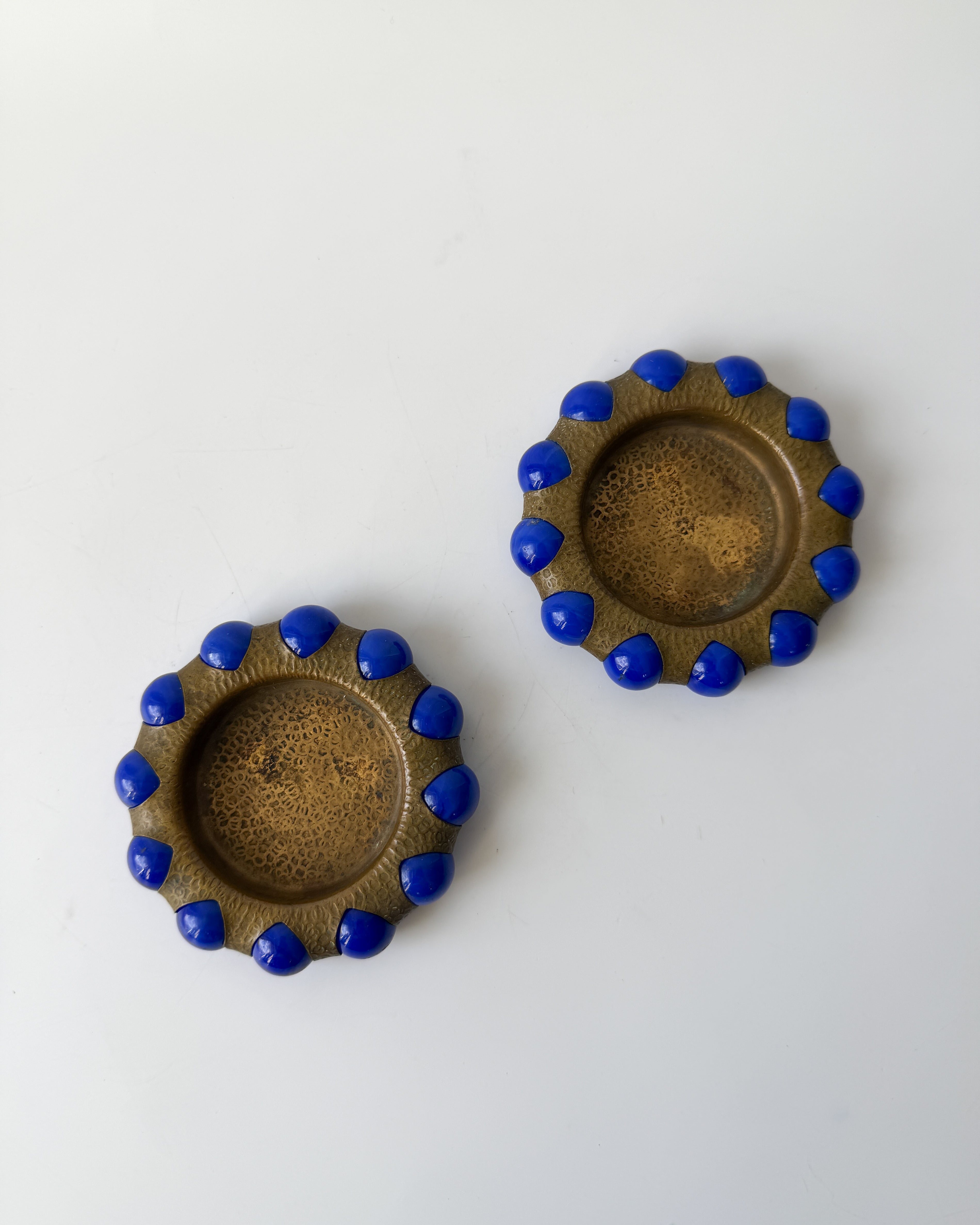 1930's World’s Fair Fisher Jewel Tray - Brass with Blue Marbles (2 available)