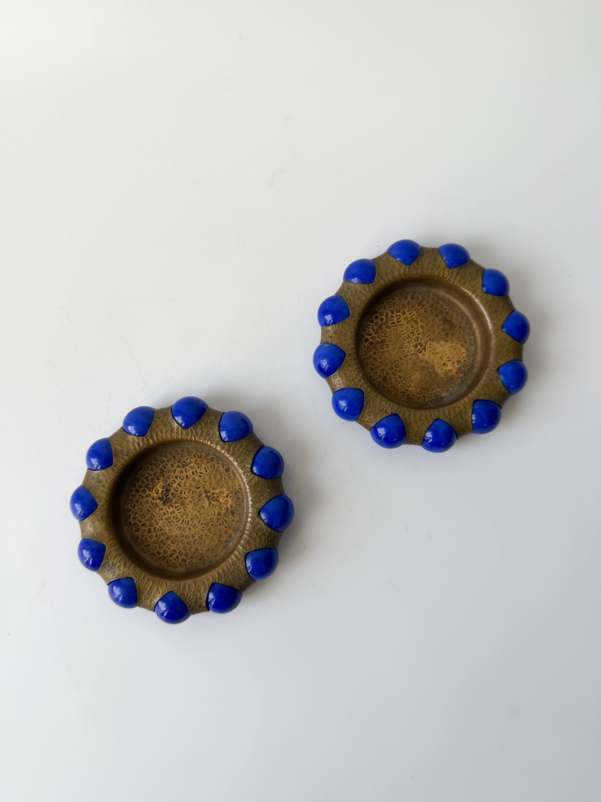 1930's World’s Fair Fisher Jewel Tray - Brass with Blue Marbles (2 available)