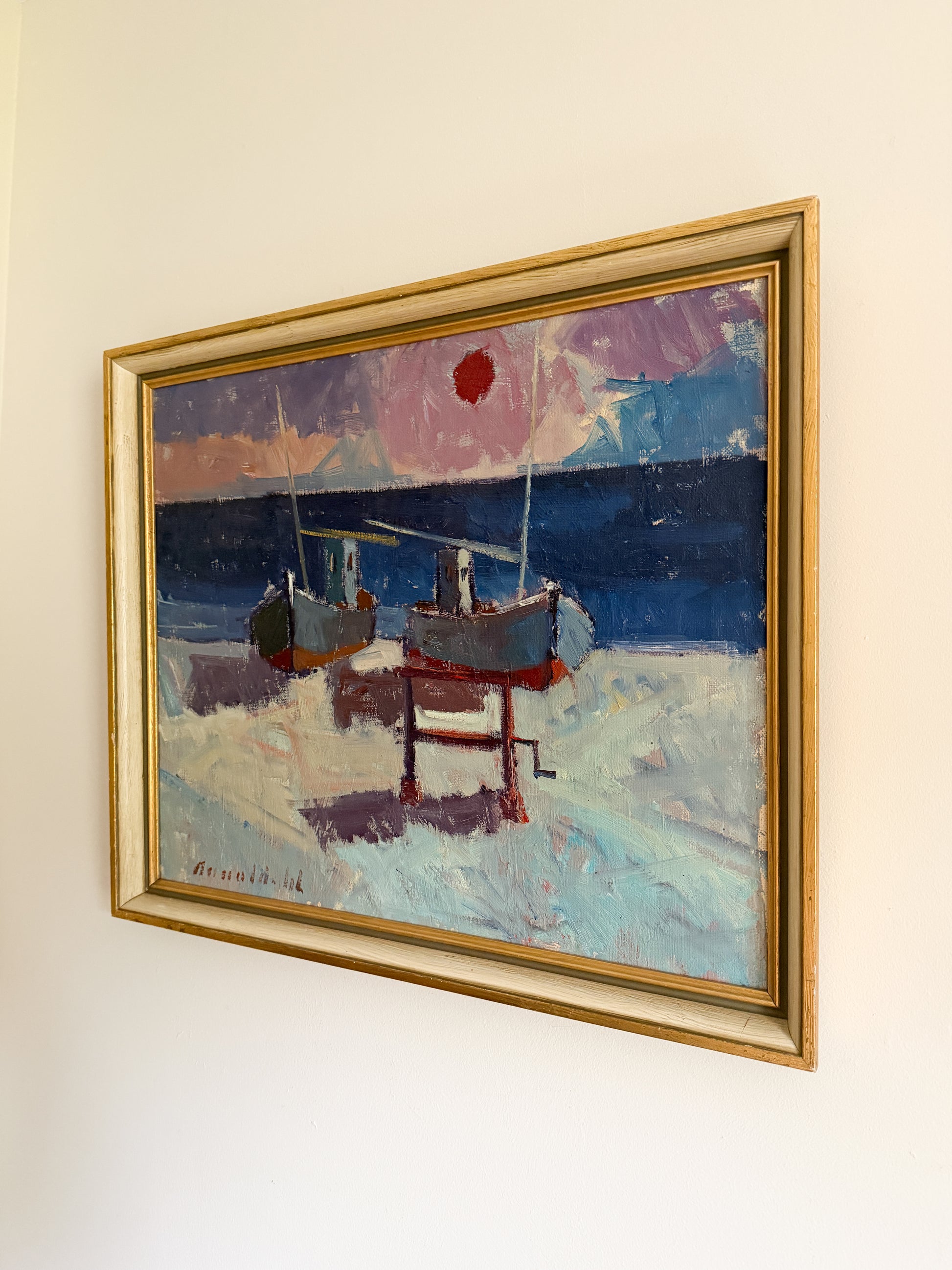 Fishing Boat On Shore - Oil Painting on Canvas