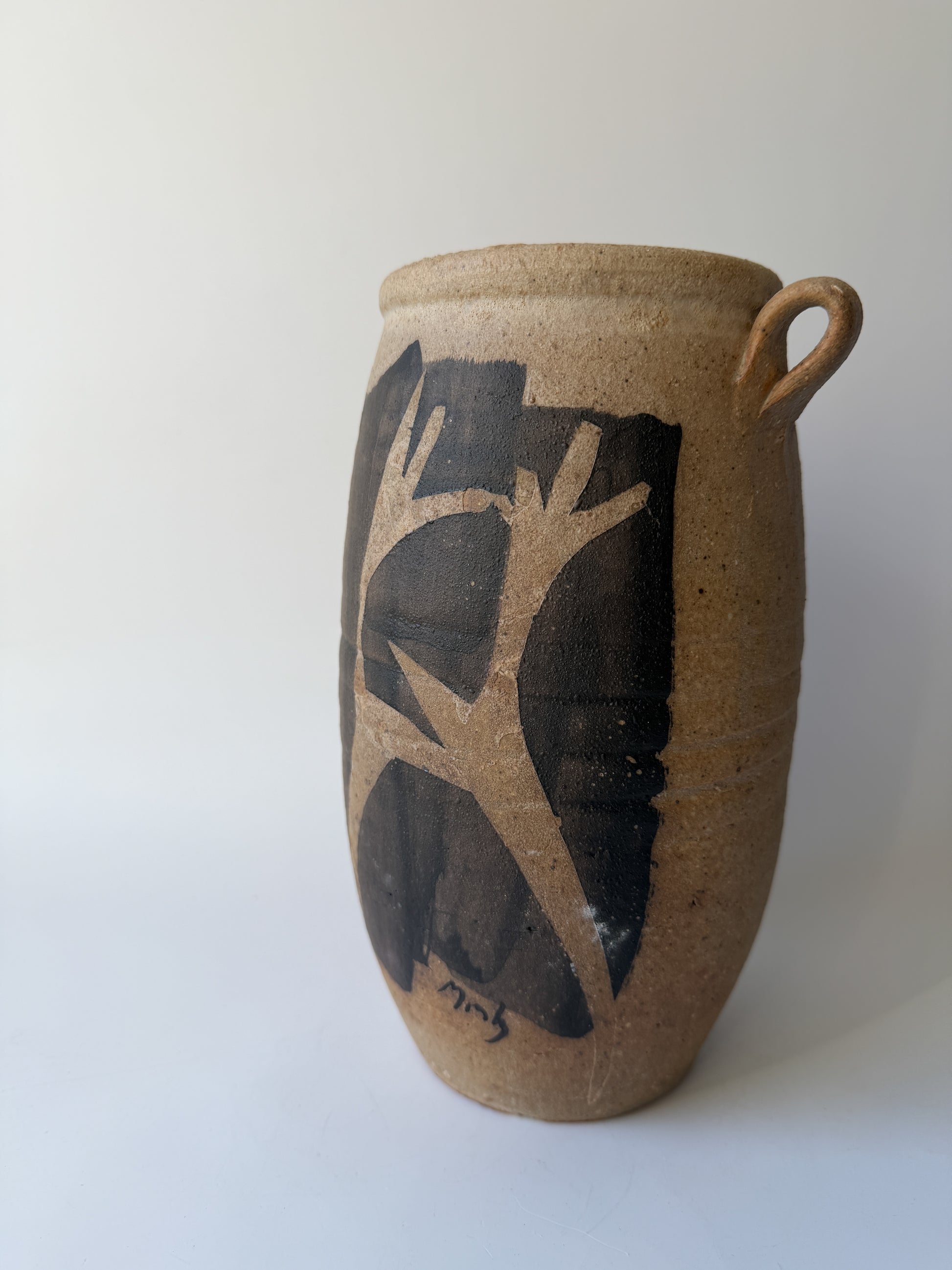 Pottery Vase with Hand-Painted Human Figures