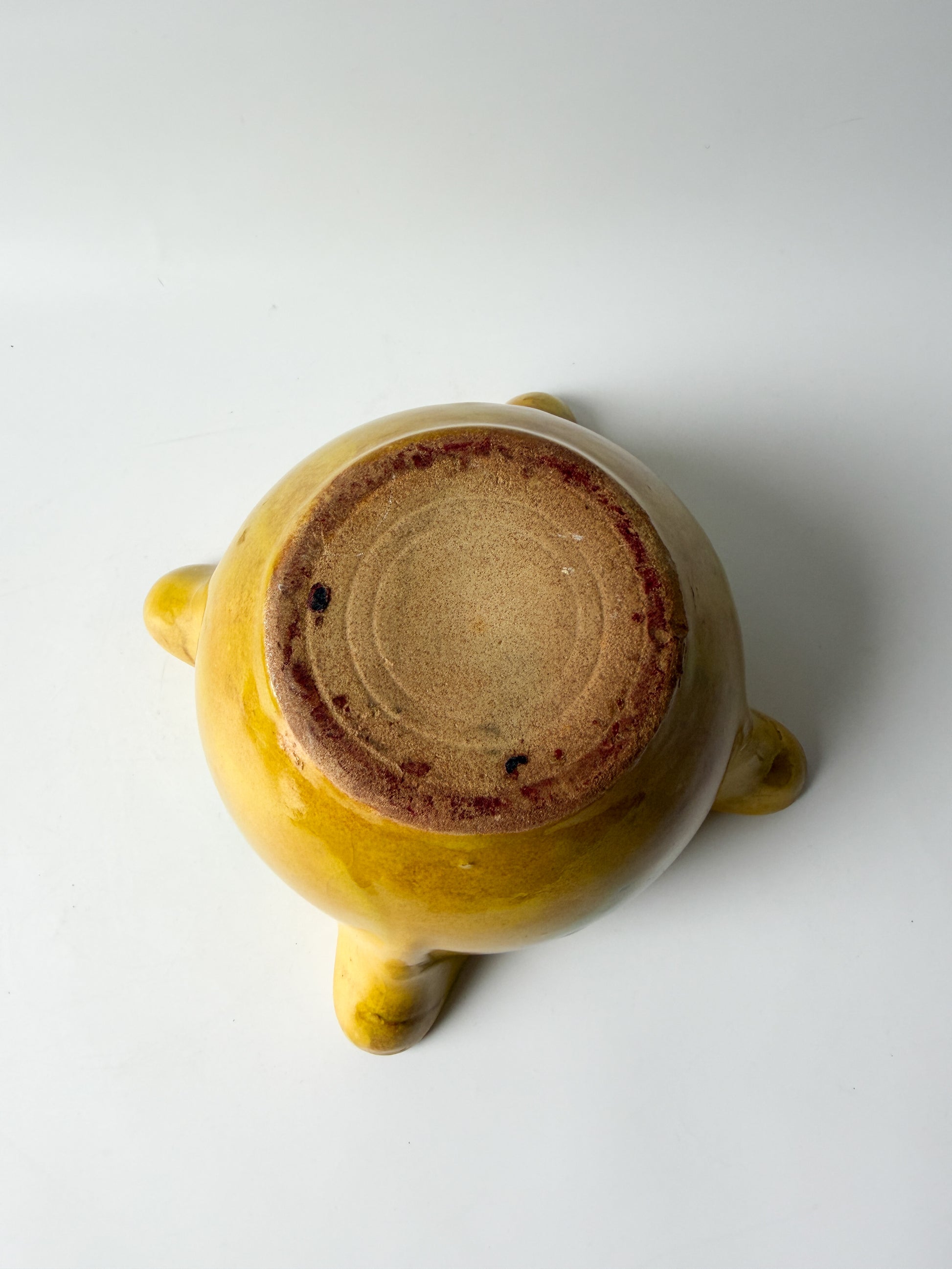 Vintage Yellow and Green Ceramic Ashtray