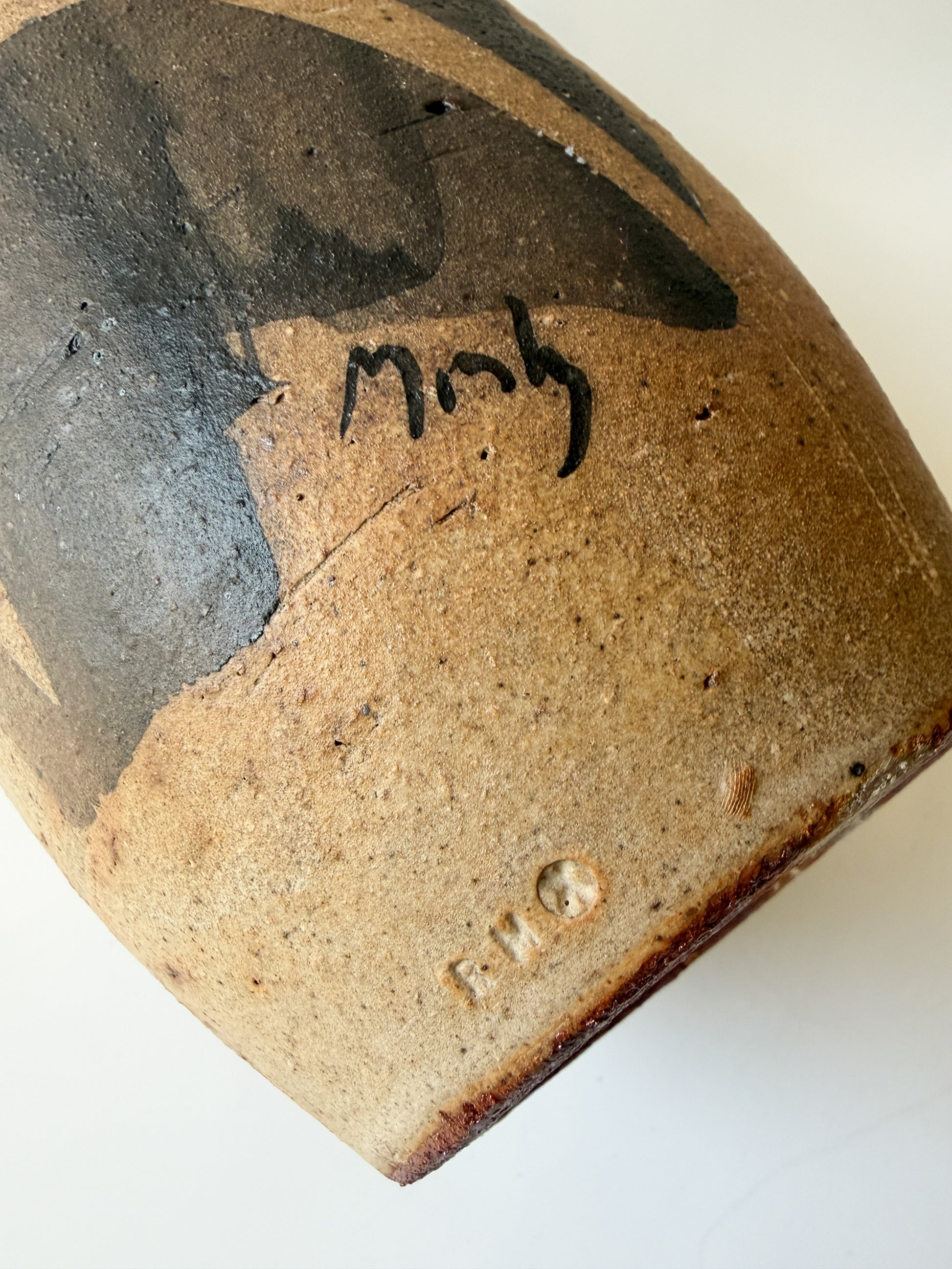 Pottery Vase with Hand-Painted Human Figures