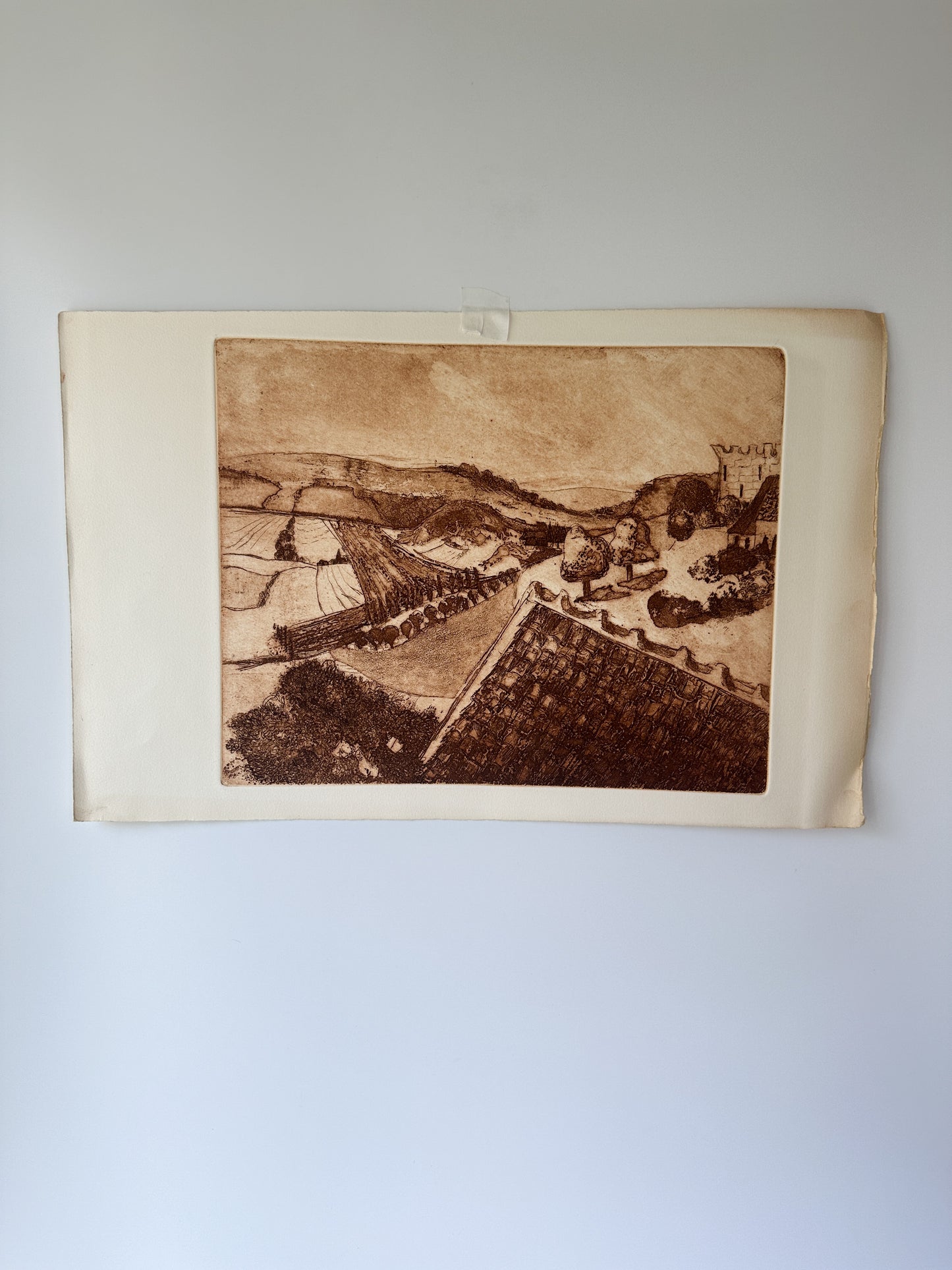 "BURGUNDY" France Aquatint Etching by Late Artist Jane Matteson