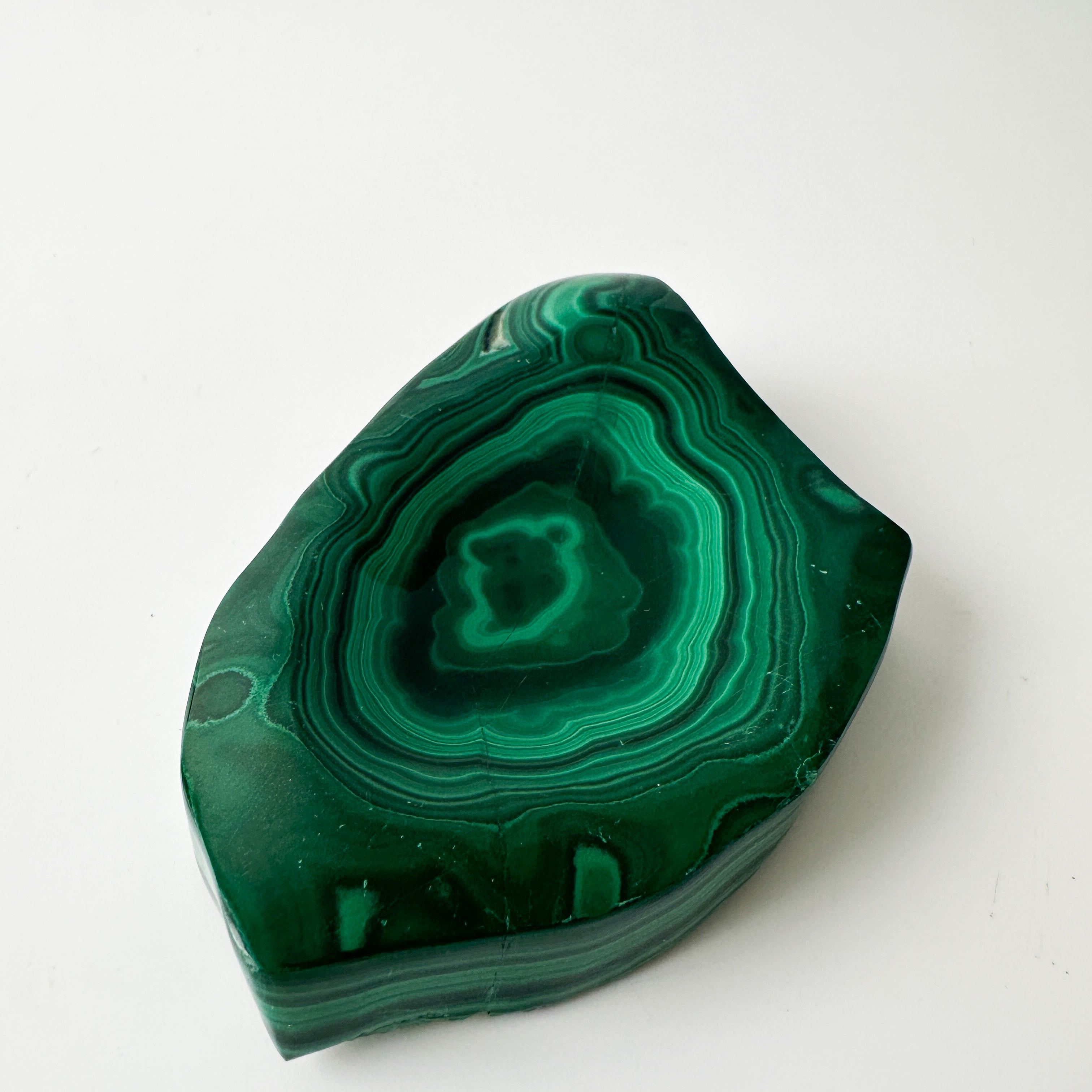 Polished Genuine Malachite Shallow Trinket Dish (4"L x 2.75"W x 1"H)