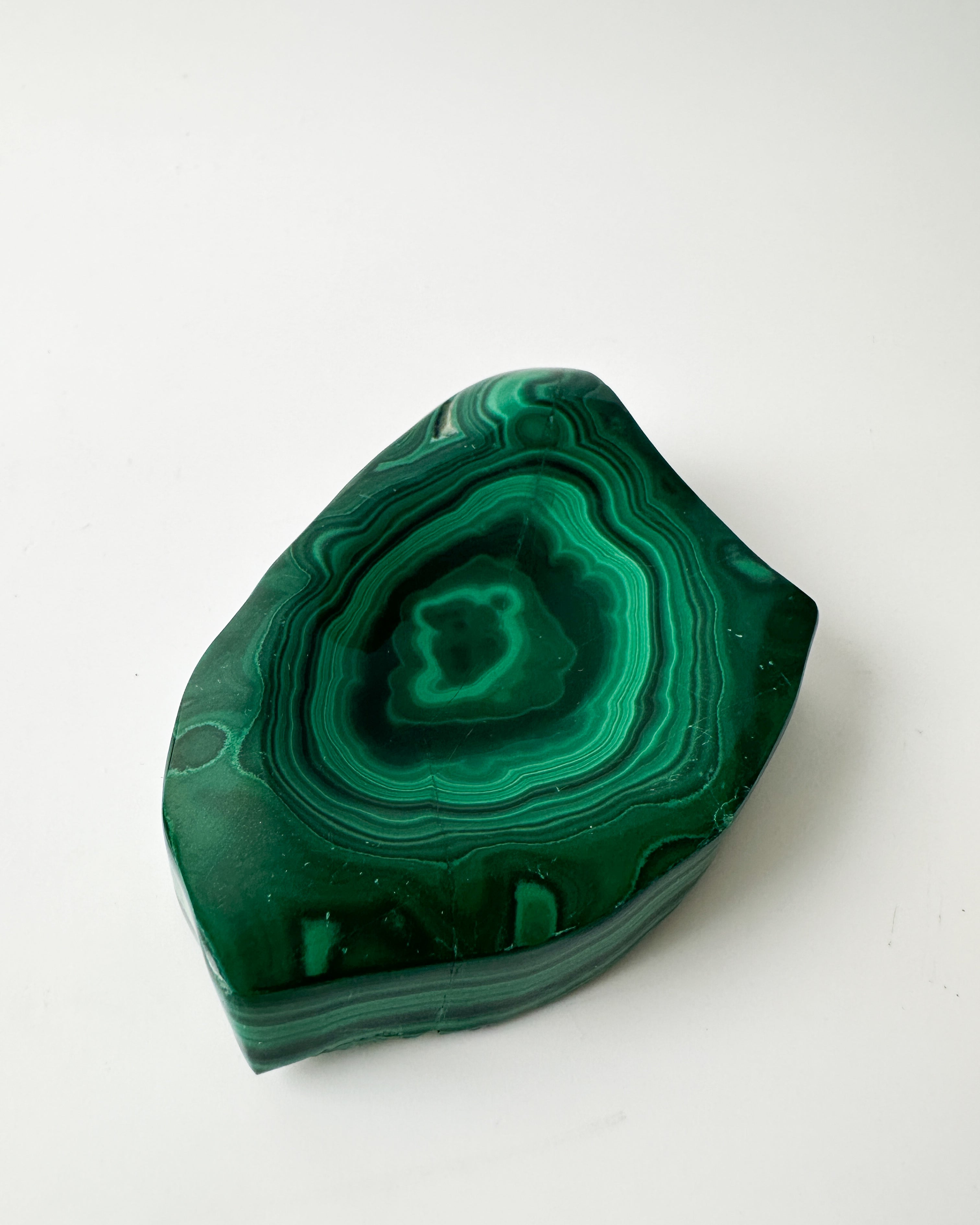 Polished Genuine Malachite Shallow Trinket Dish (4"L x 2.75"W x 1"H)