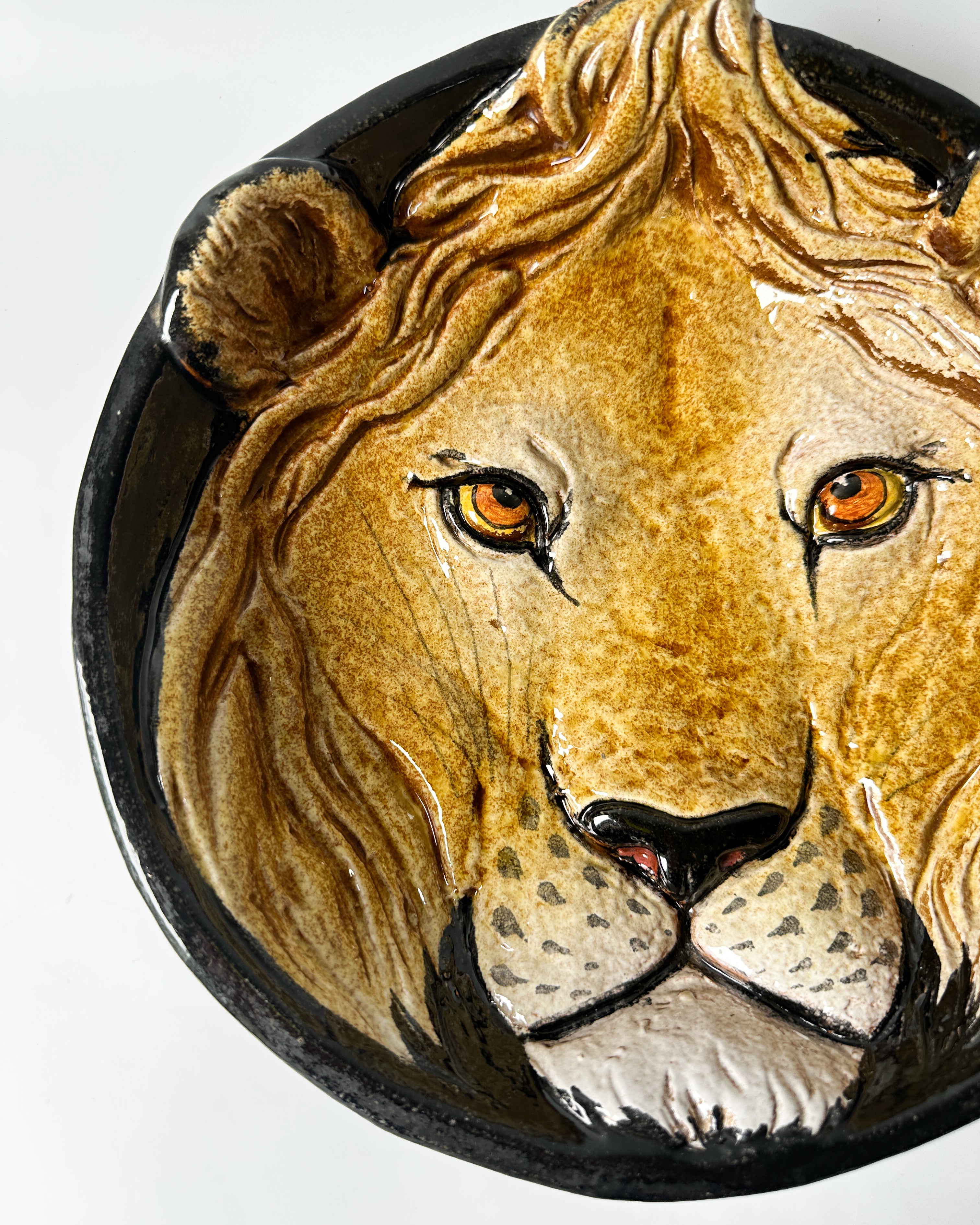 Vintage Lion Terracotta Bowl Made in Italy #3