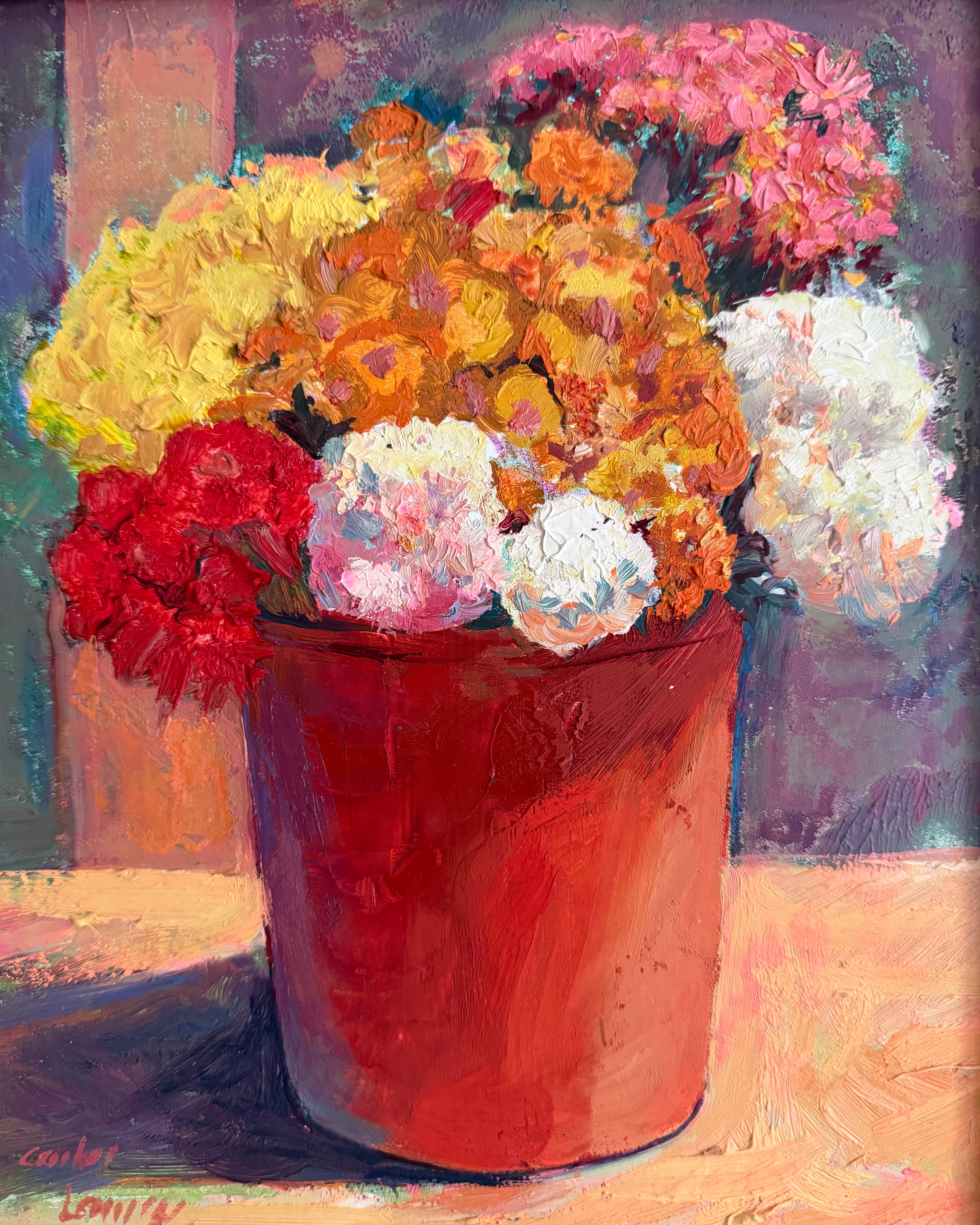 Floral Oil Painting on Board