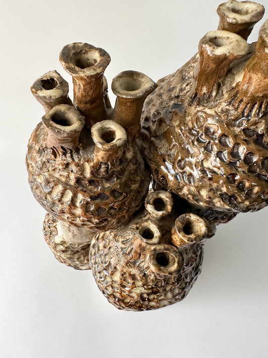 Brutalist Abstract Ceramic Sculpture - Signed