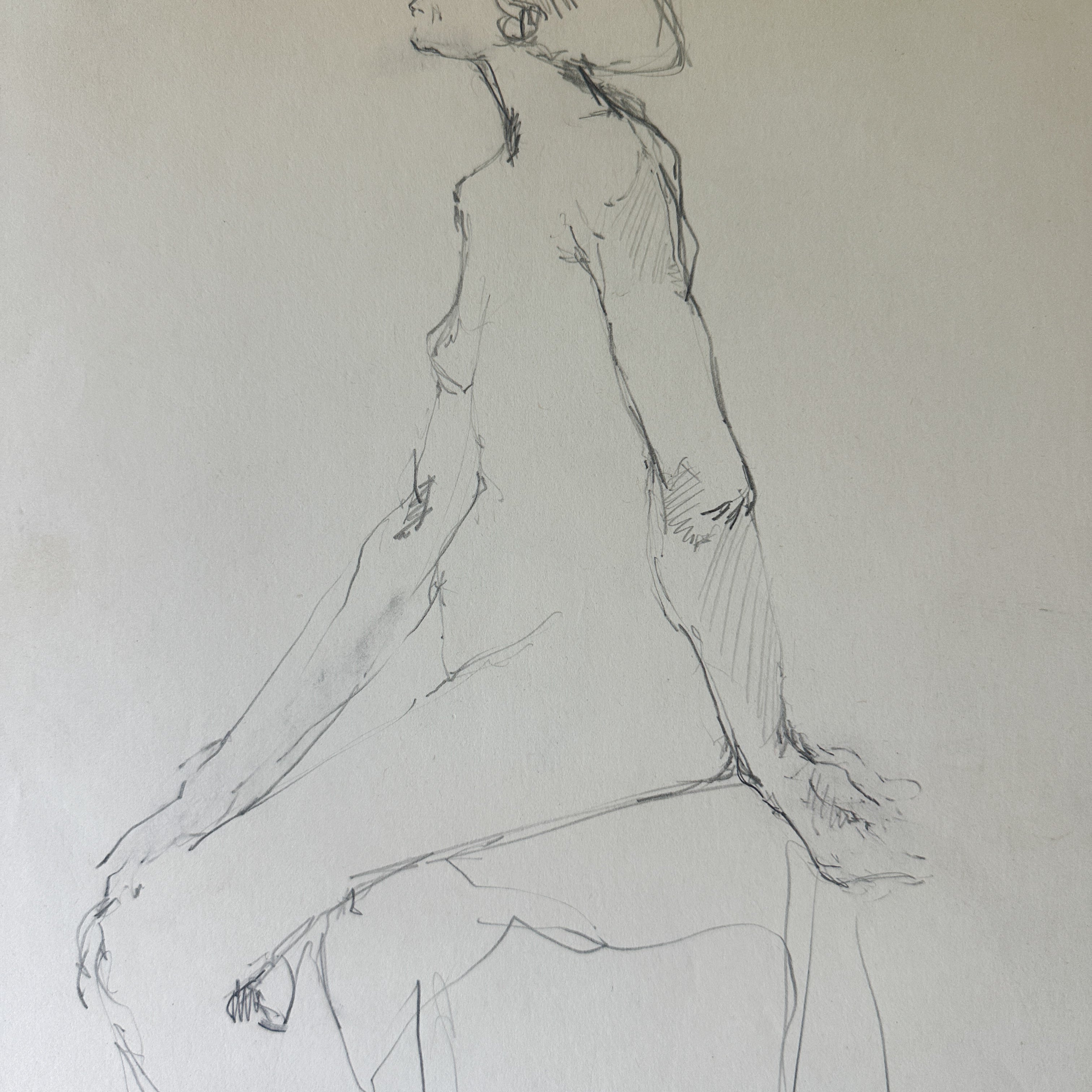 Seated Woman Nude Sketch by Jane Matteson (10”W x 13”H)