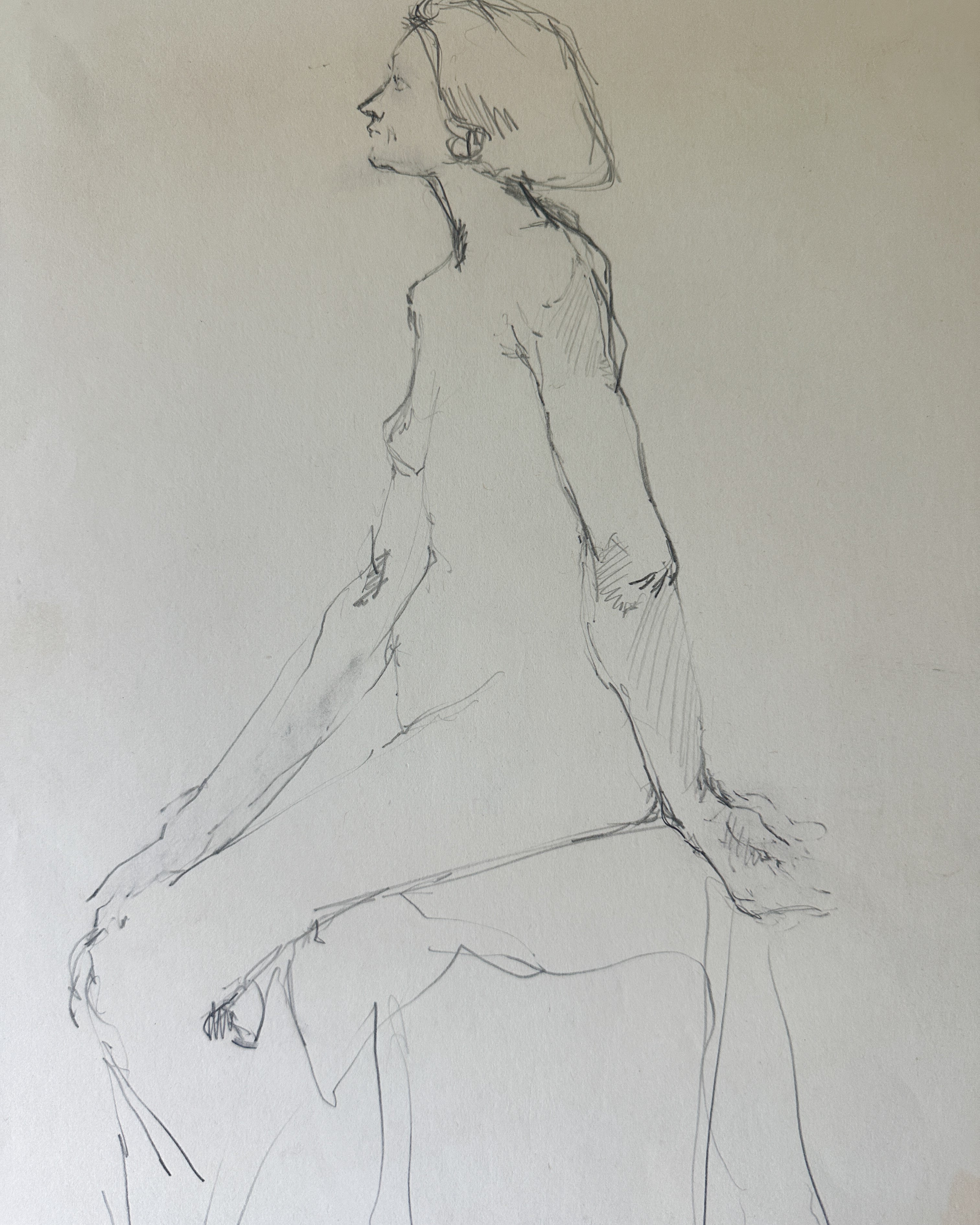 Seated Woman Nude Sketch by Jane Matteson (10”W x 13”H)