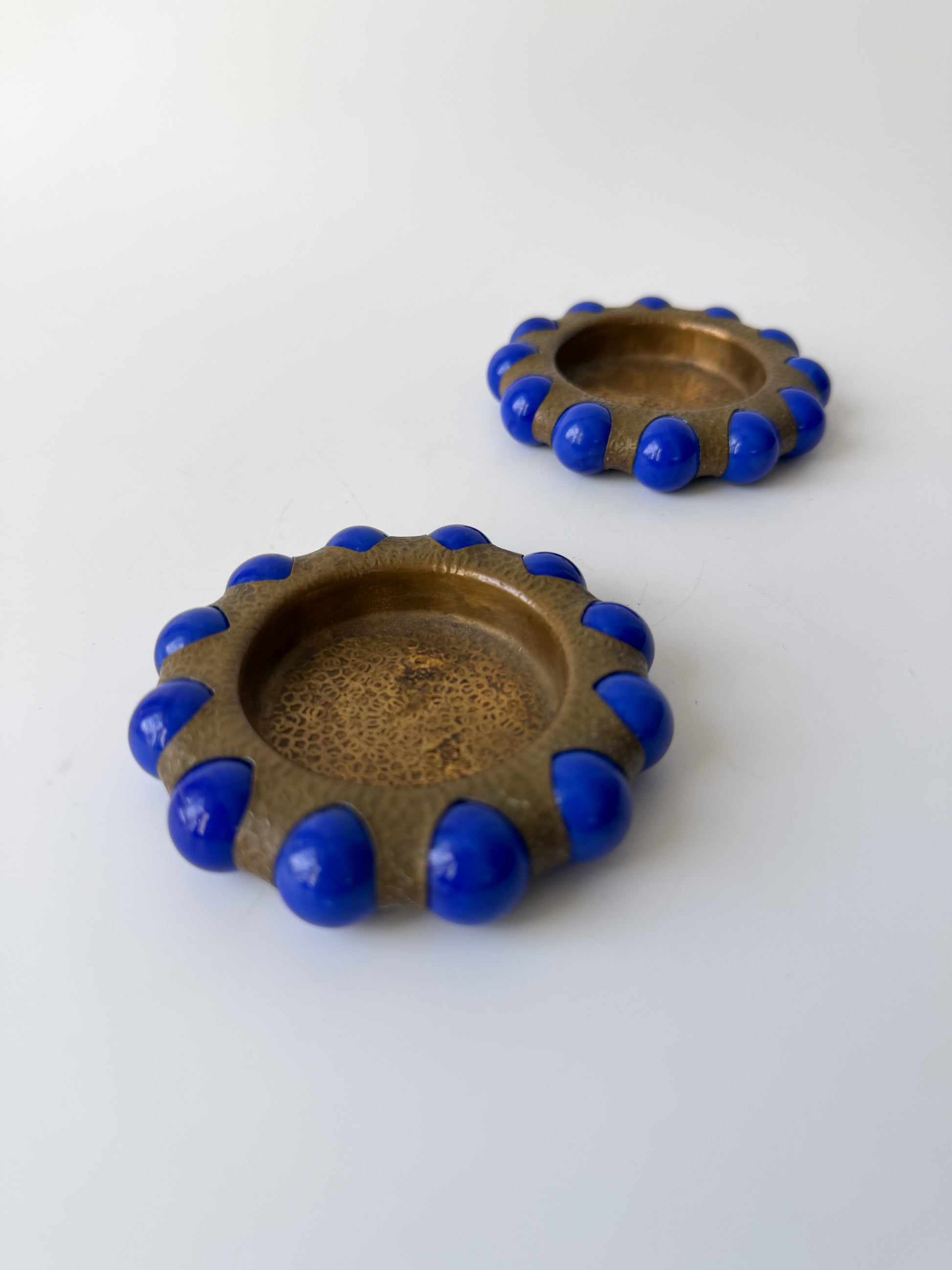 1930's World’s Fair Fisher Jewel Tray - Brass with Blue Marbles (2 available)