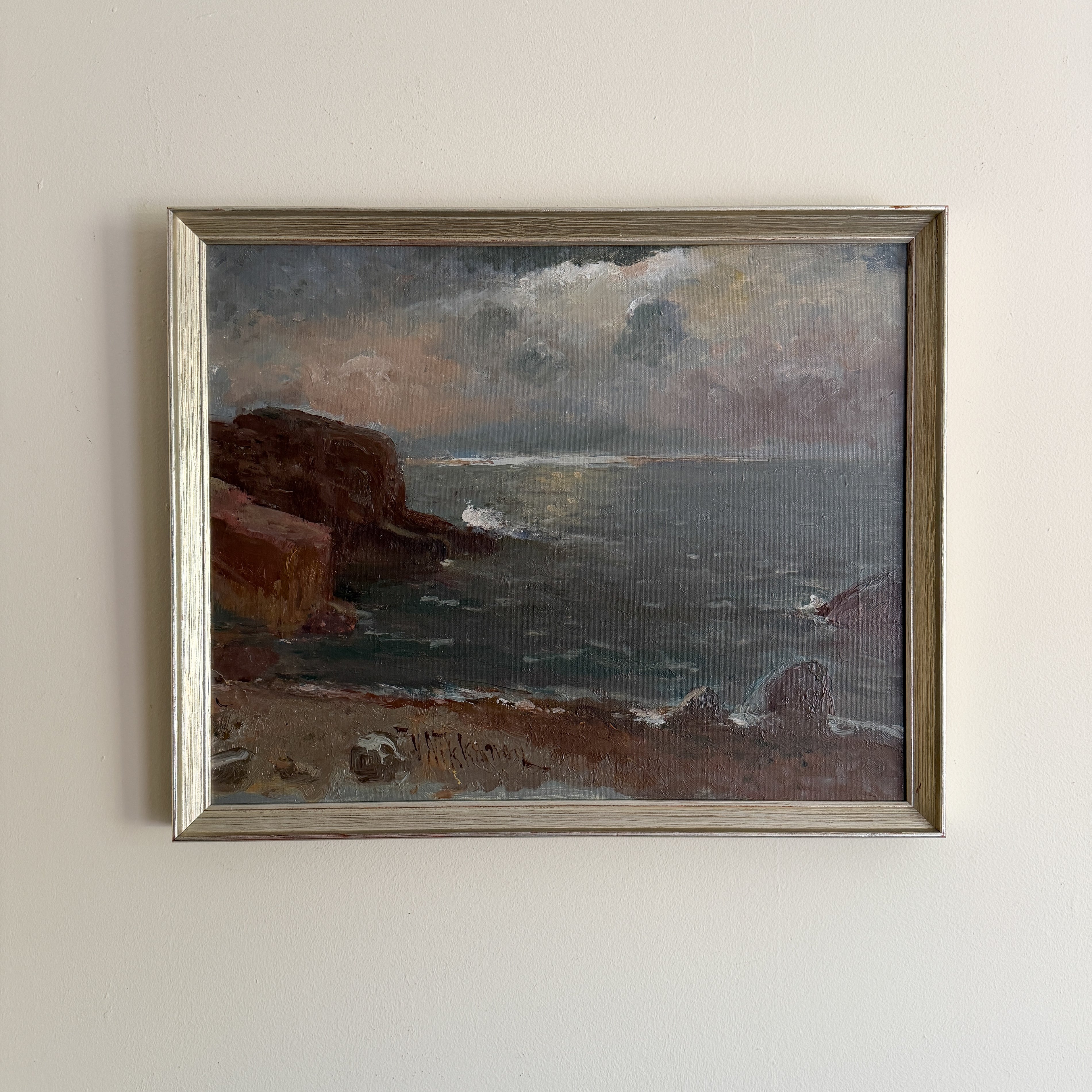 VICTOR NIKKANEN - Ocean Shore Landscape Oil Painting
