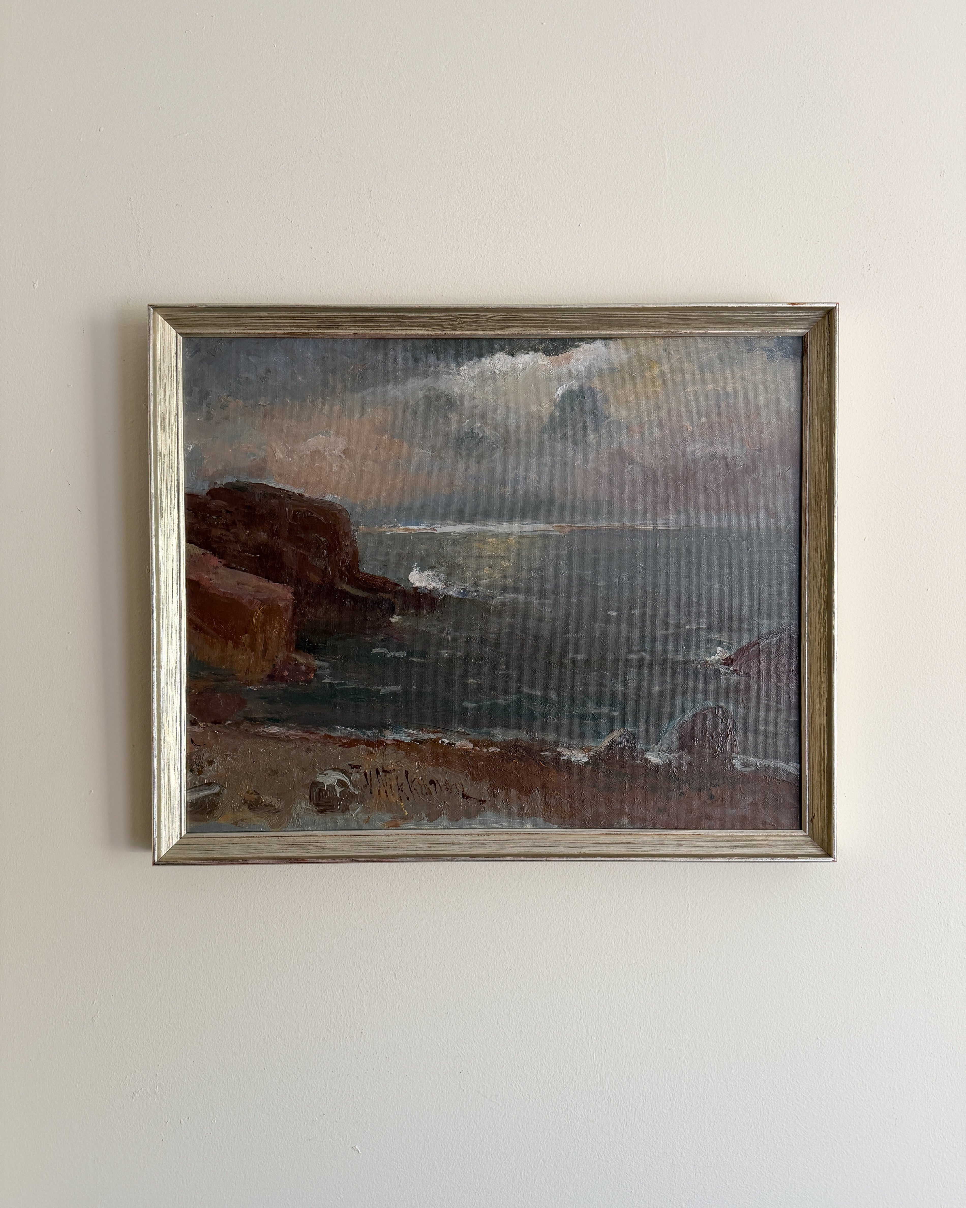 VICTOR NIKKANEN - Ocean Shore Landscape Oil Painting