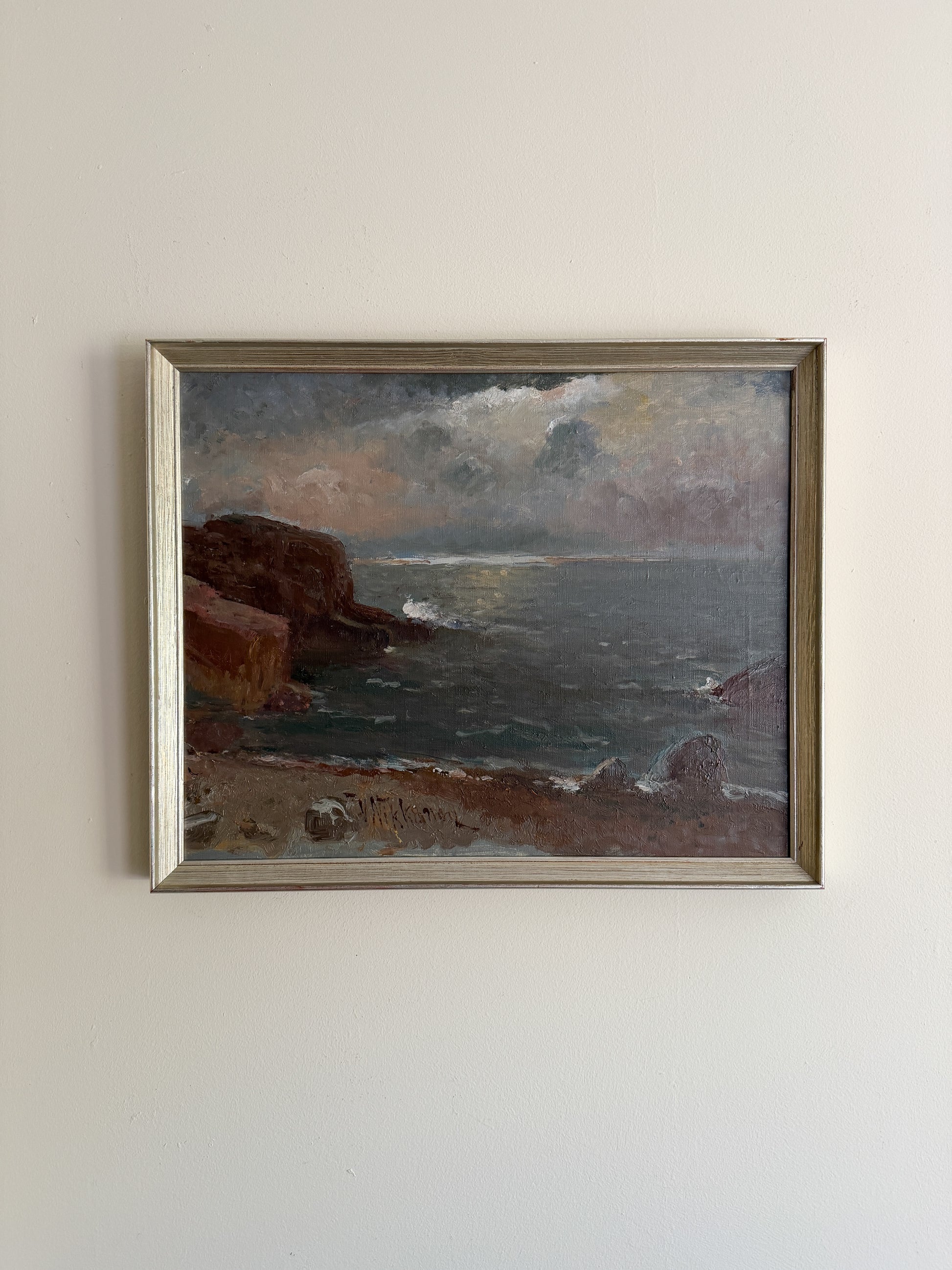 VICTOR NIKKANEN - Ocean Shore Landscape Oil Painting