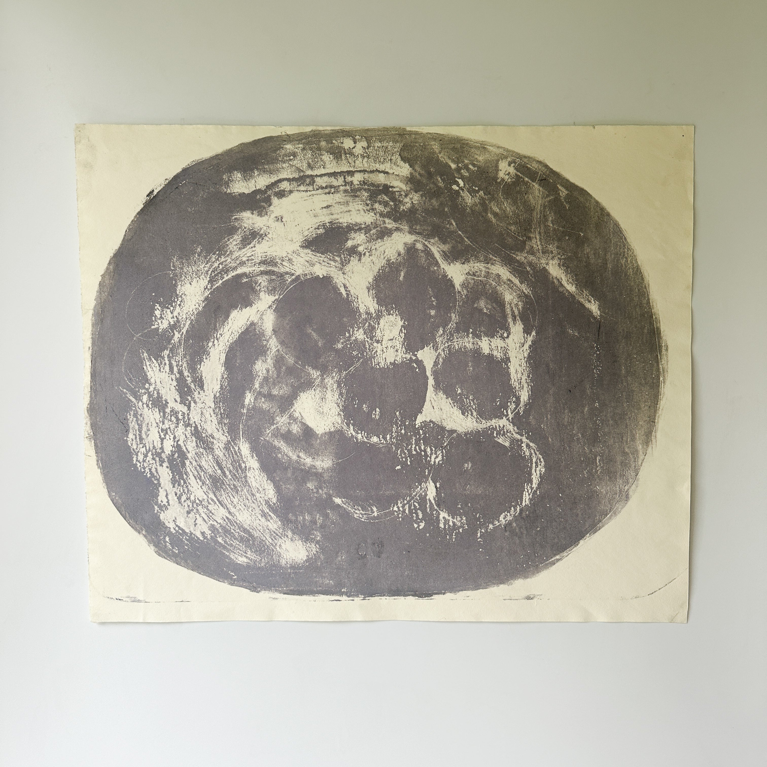 "TRANSCRIPTION FOR FRUIT" yellow/gray (for Erik Satie) Gnossinne No. 2 by Artist Jane Matteson (21" W x 17" H)