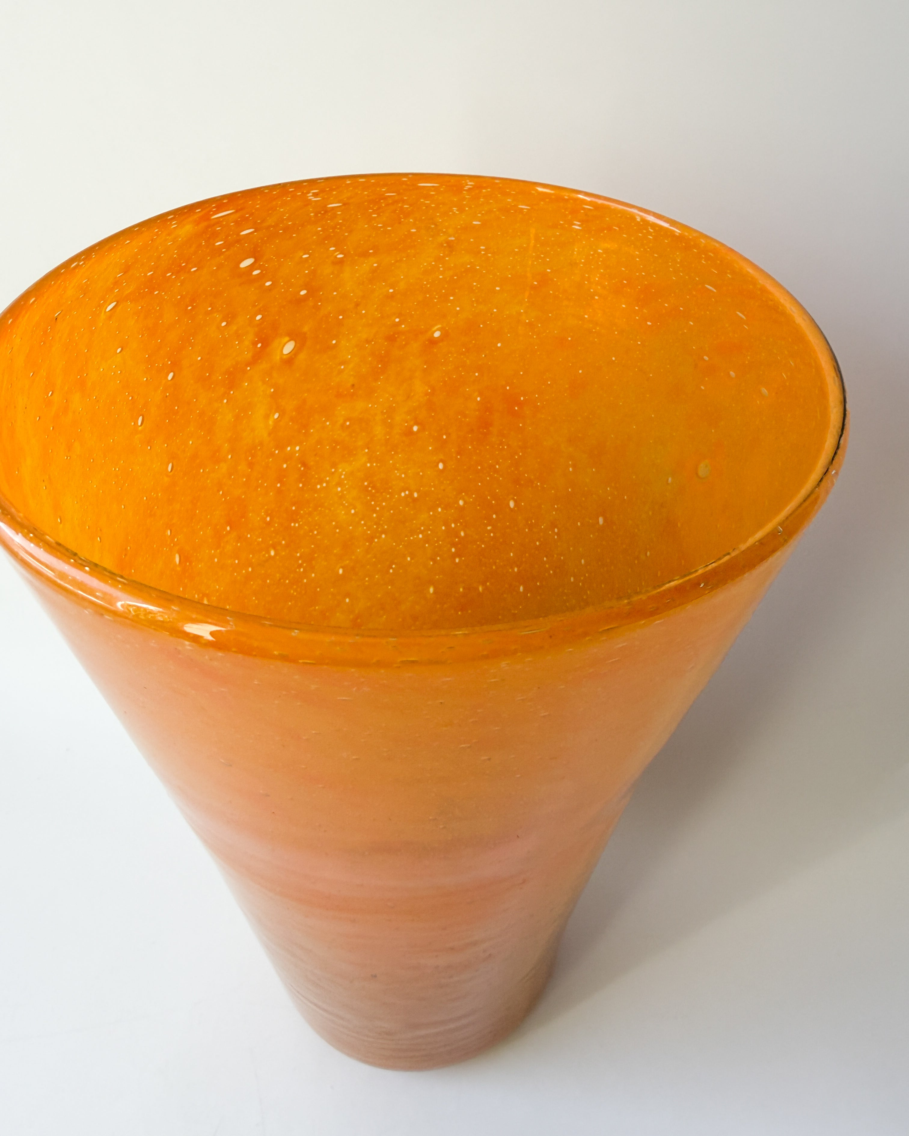 Orange Hand Blown Glass Vase