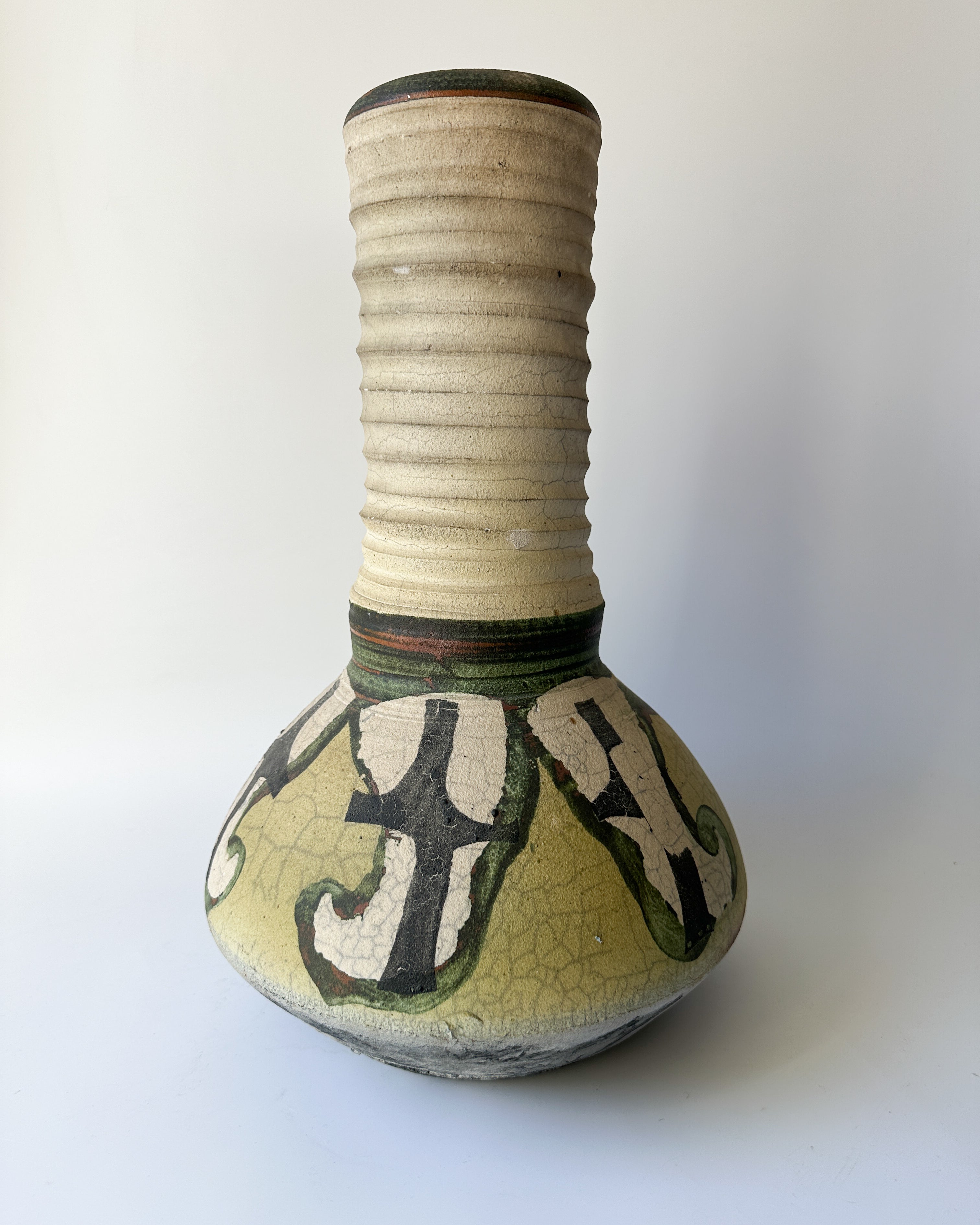 Large Raku Pottery Vase (16"H)