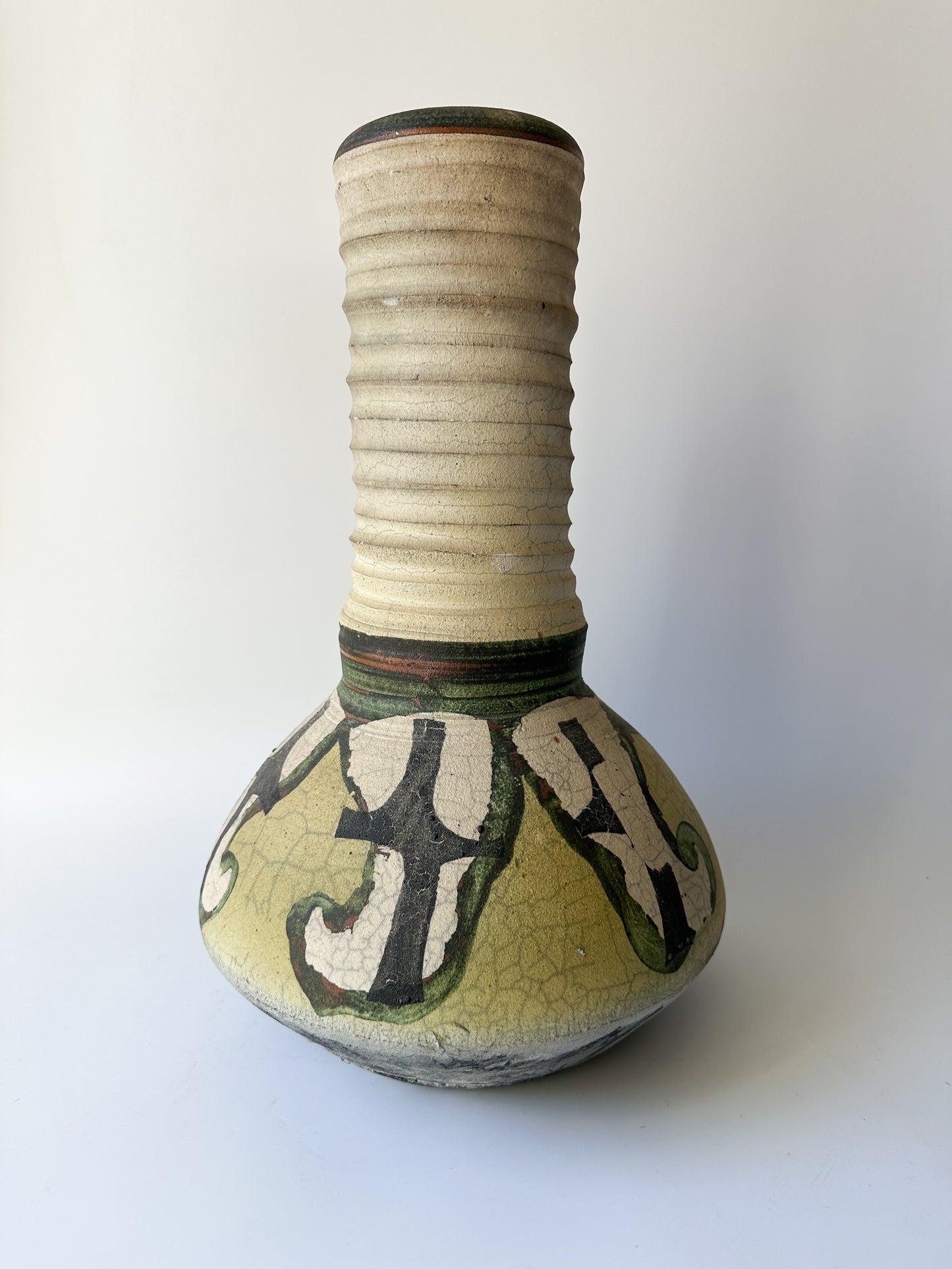 Large Raku Pottery Vase (16"H)