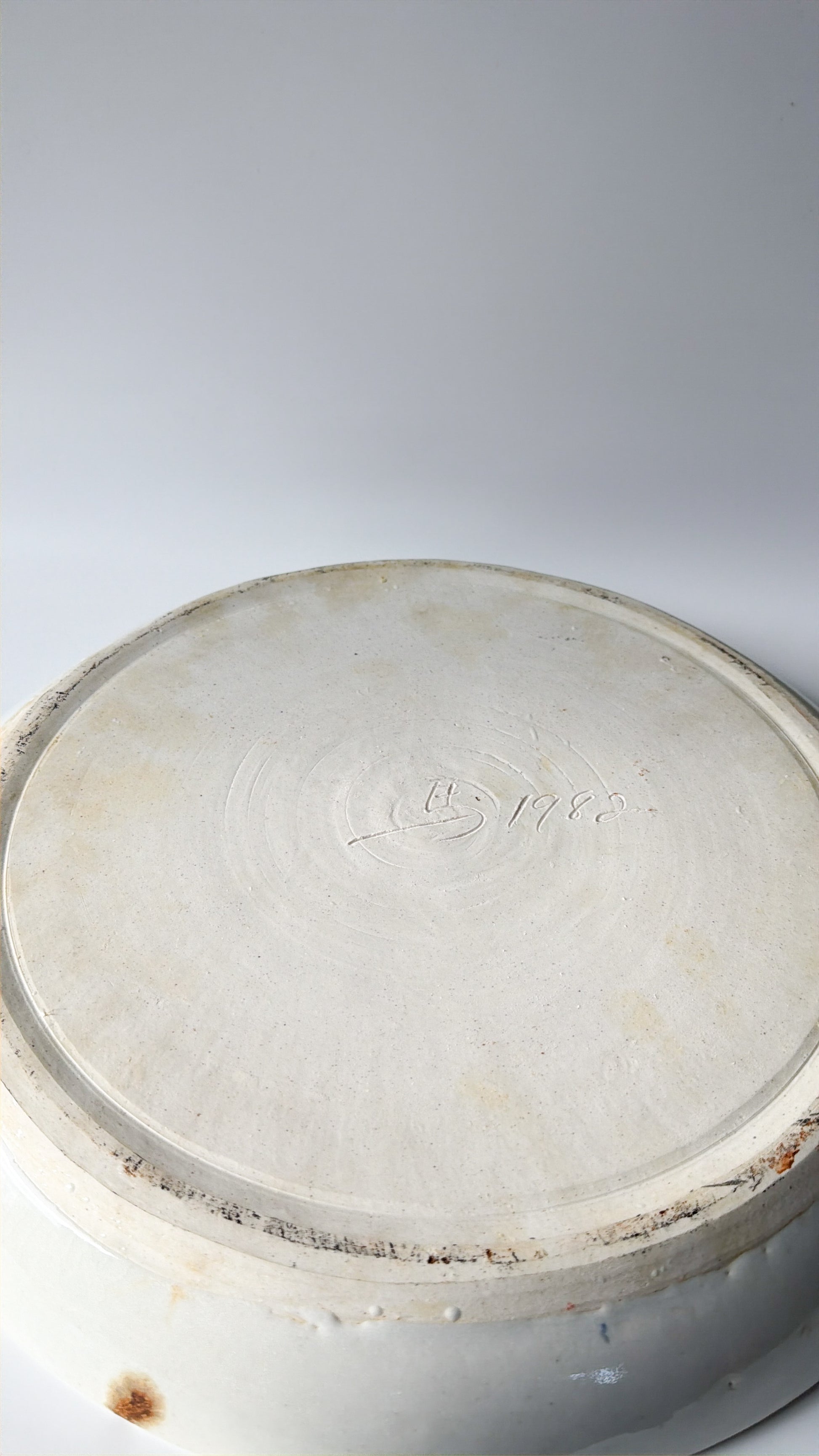 Vintage Hand-Painted Abstract Nudes Large Ceramic Bowl