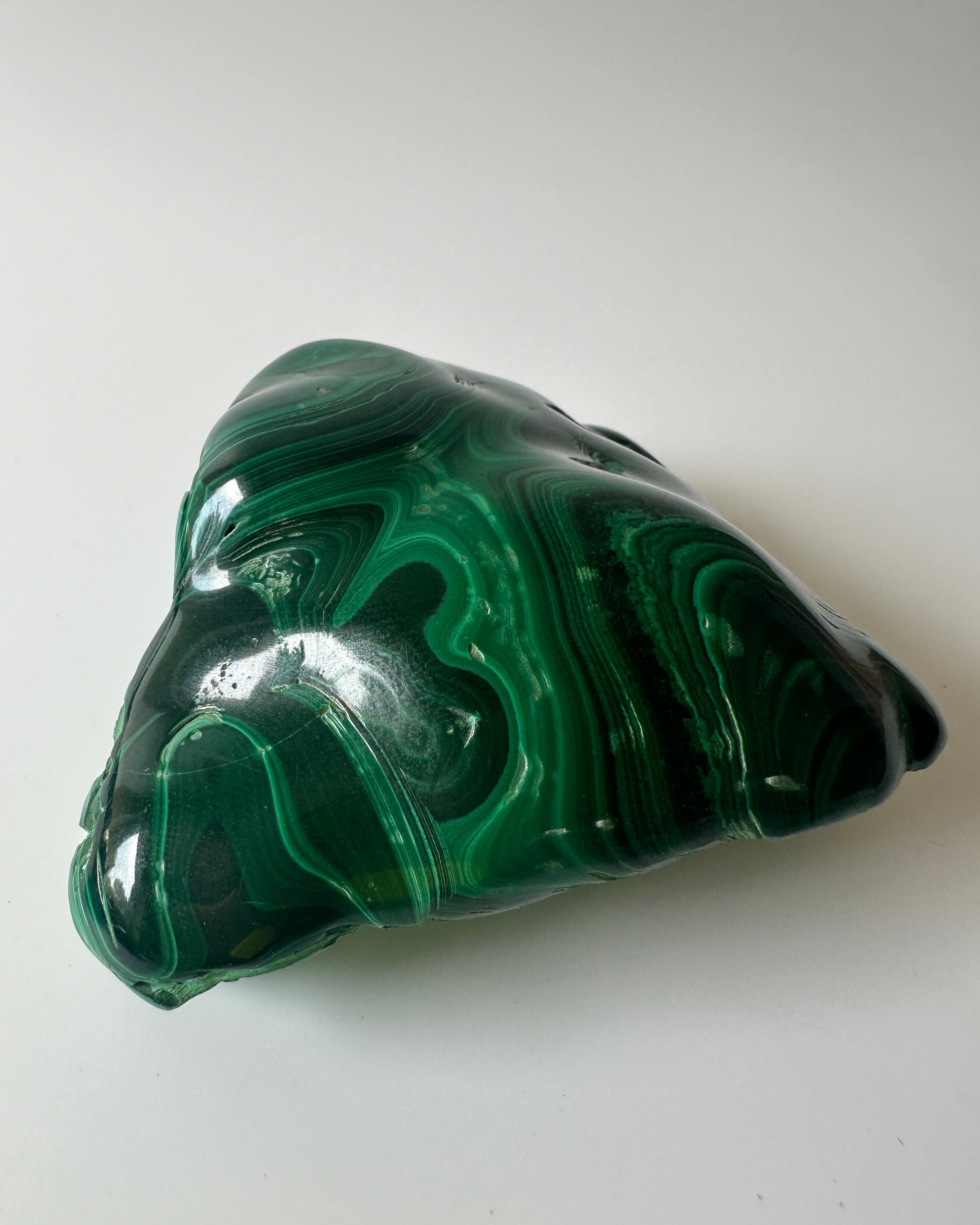 Polished Genuine Malachite Specimen Decorative Object (4"L x 3.5"W x 1.75"H)