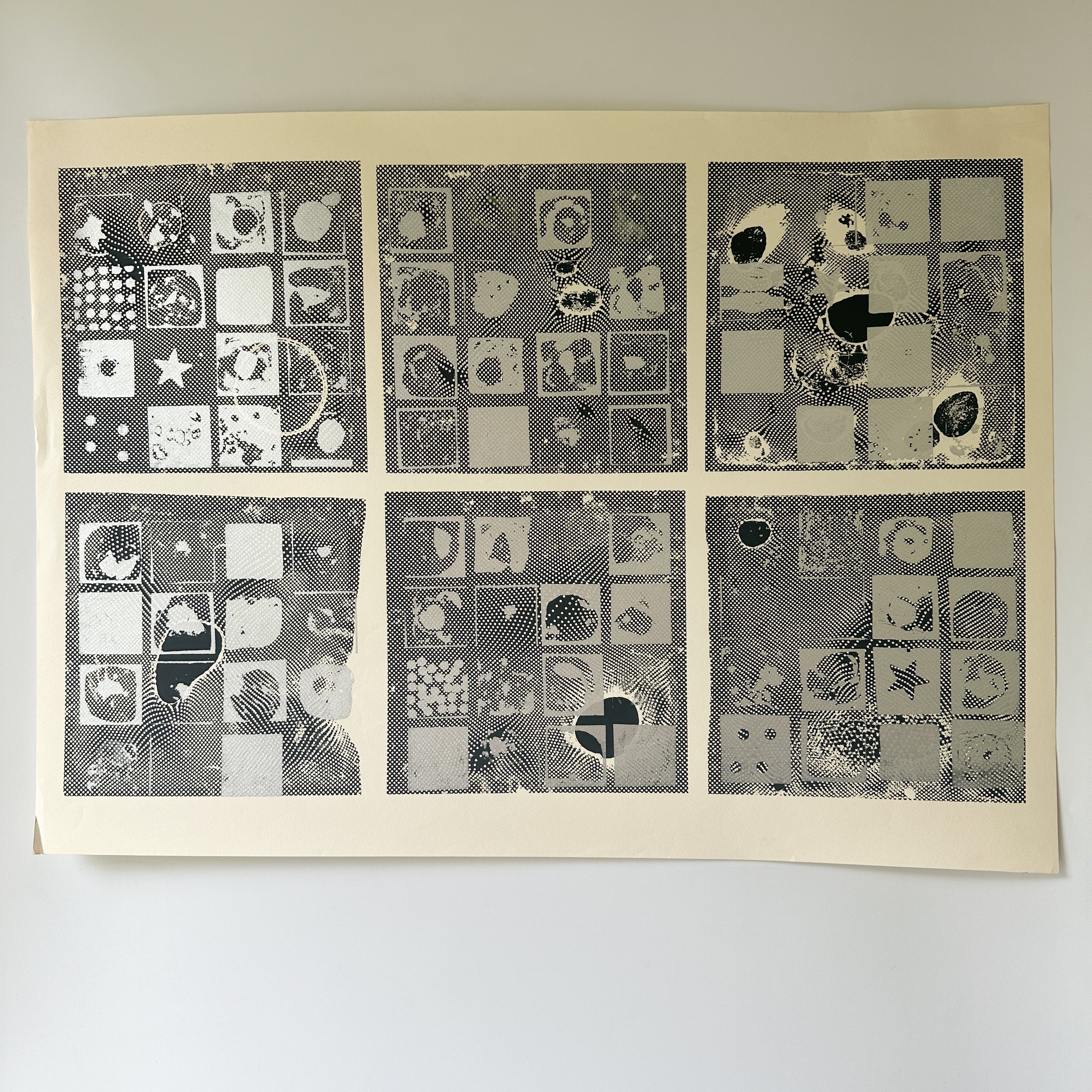 Black and Silver Ink Abstract - Screenprint by the late Velda Warner (26.125”W x 19.125”H)