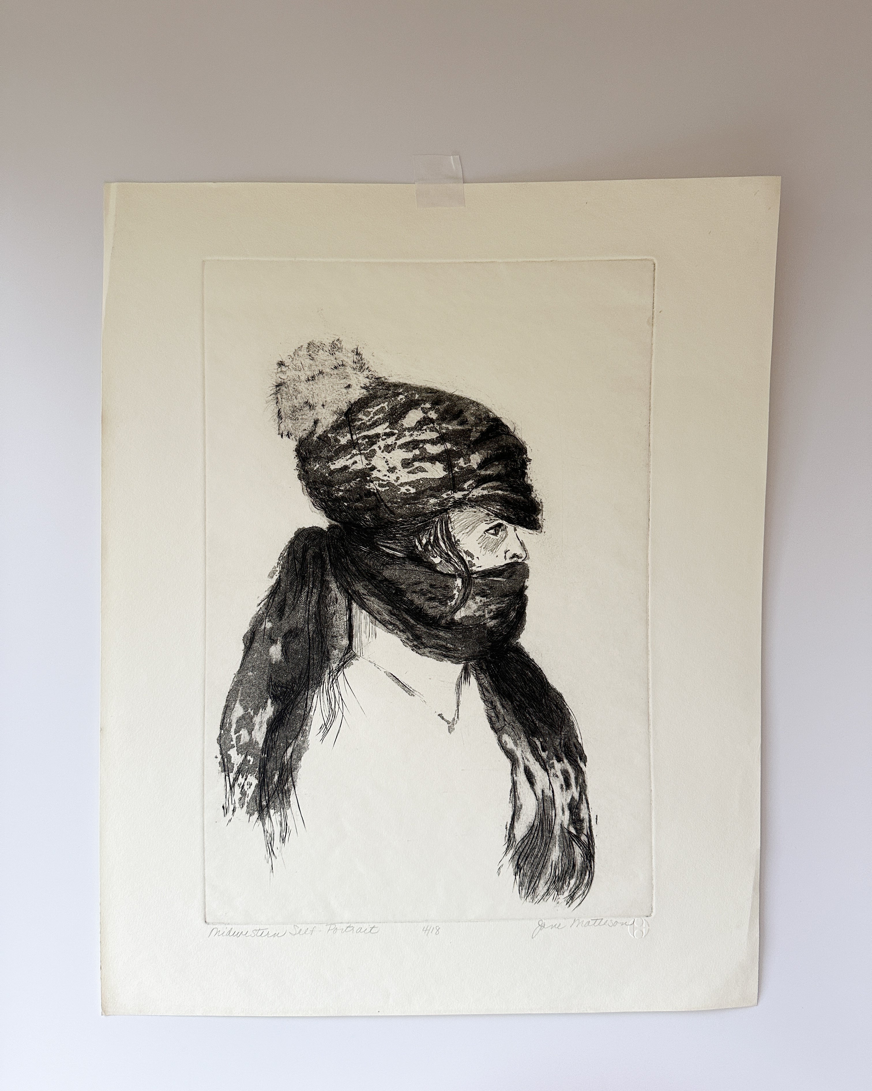 "MIDWESTERN SELF-PORTRAIT” Etching by Late Artist Jane Matteson