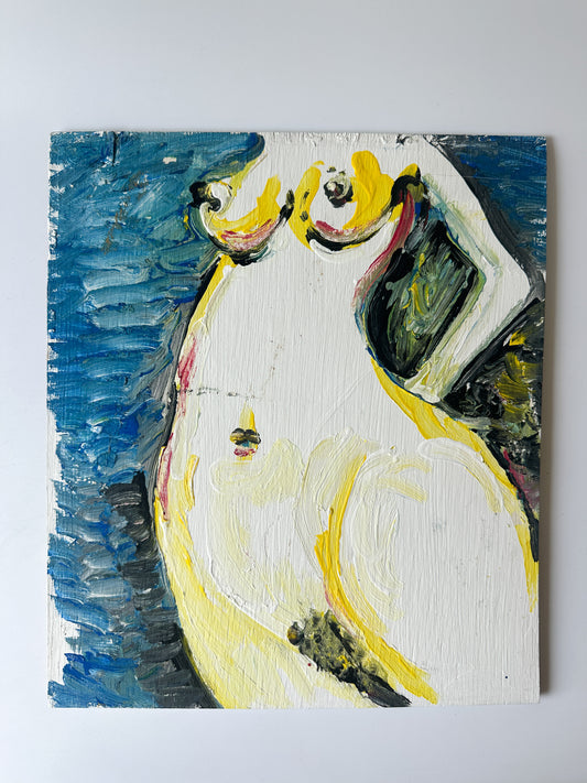 Abstract Acrylic Impasto Nude Painting on Wood Board - I