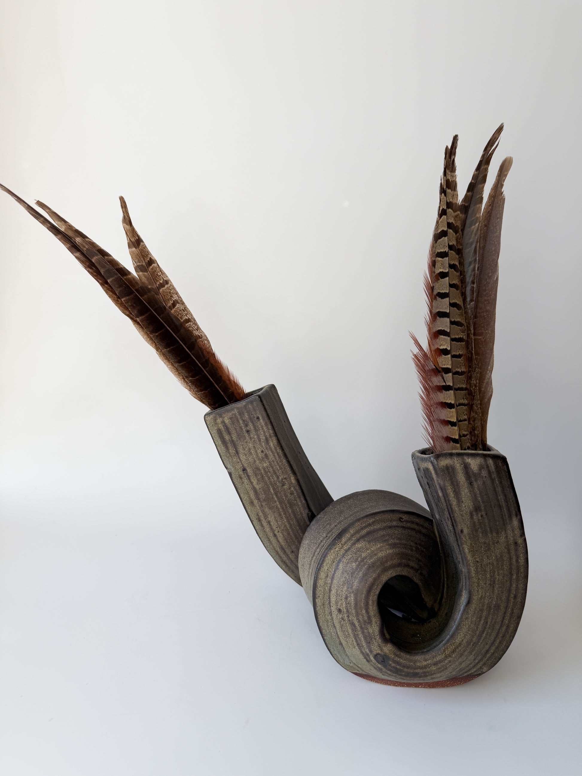 Handmade Artist Earthenware Ikebana-Style Ceramic Vase