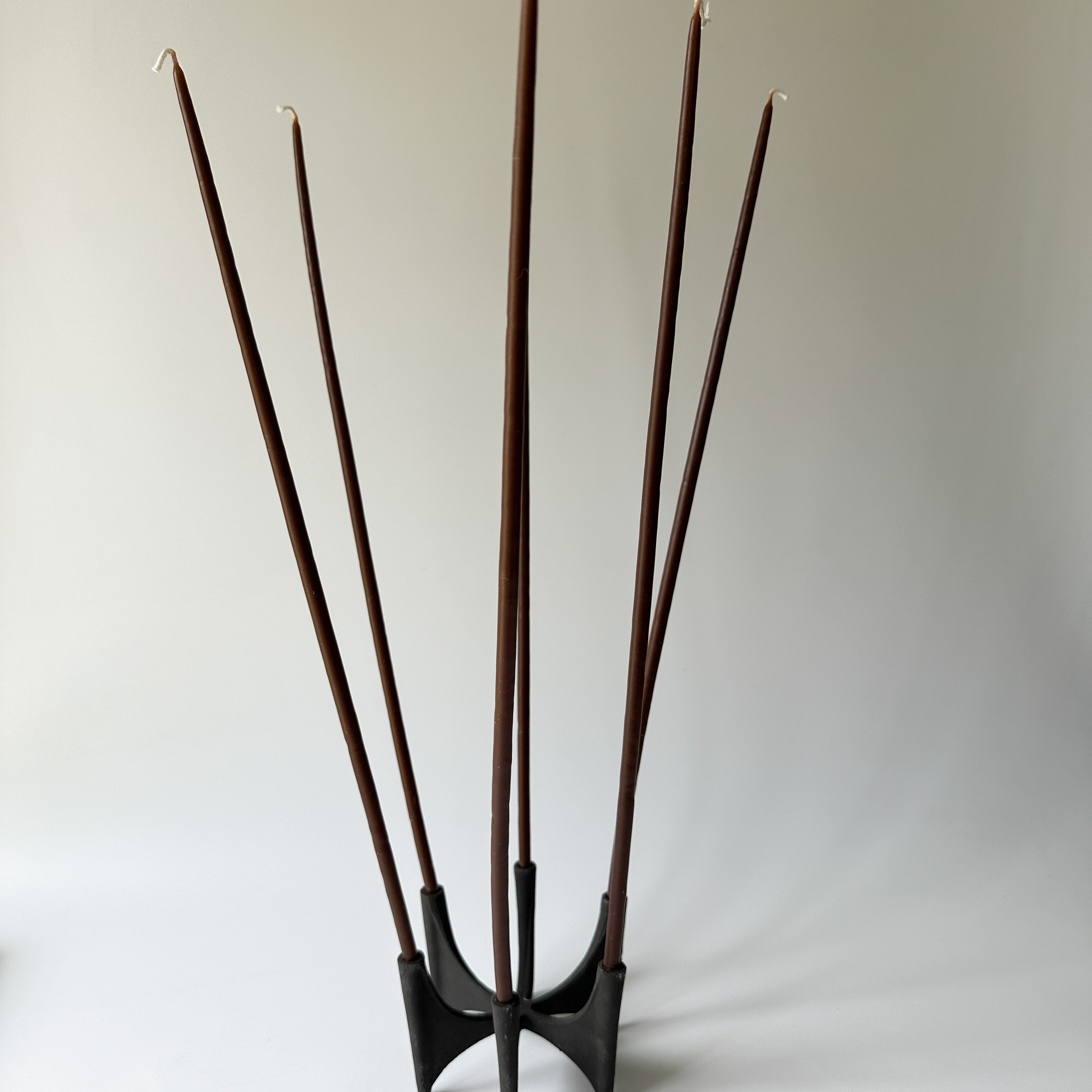 Vintage Cast Iron DANSK JENS QUISTGAARD Fiesta Six Taper Candle Holder + Candles