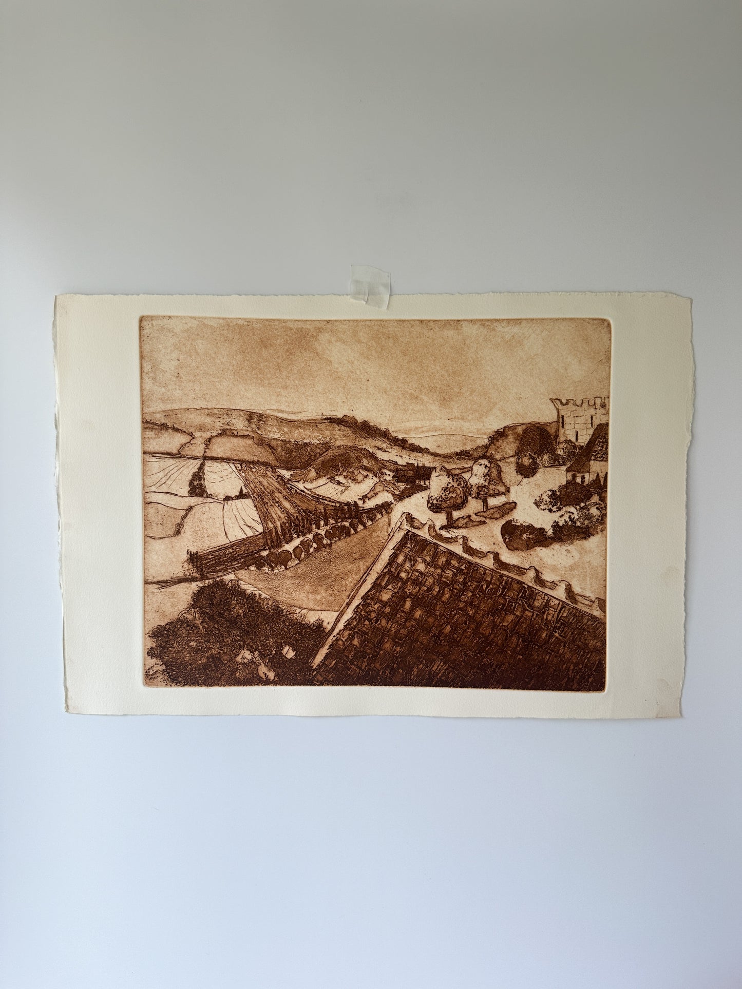 "BURGUNDY" France Aquatint Etching by Late Artist Jane Matteson