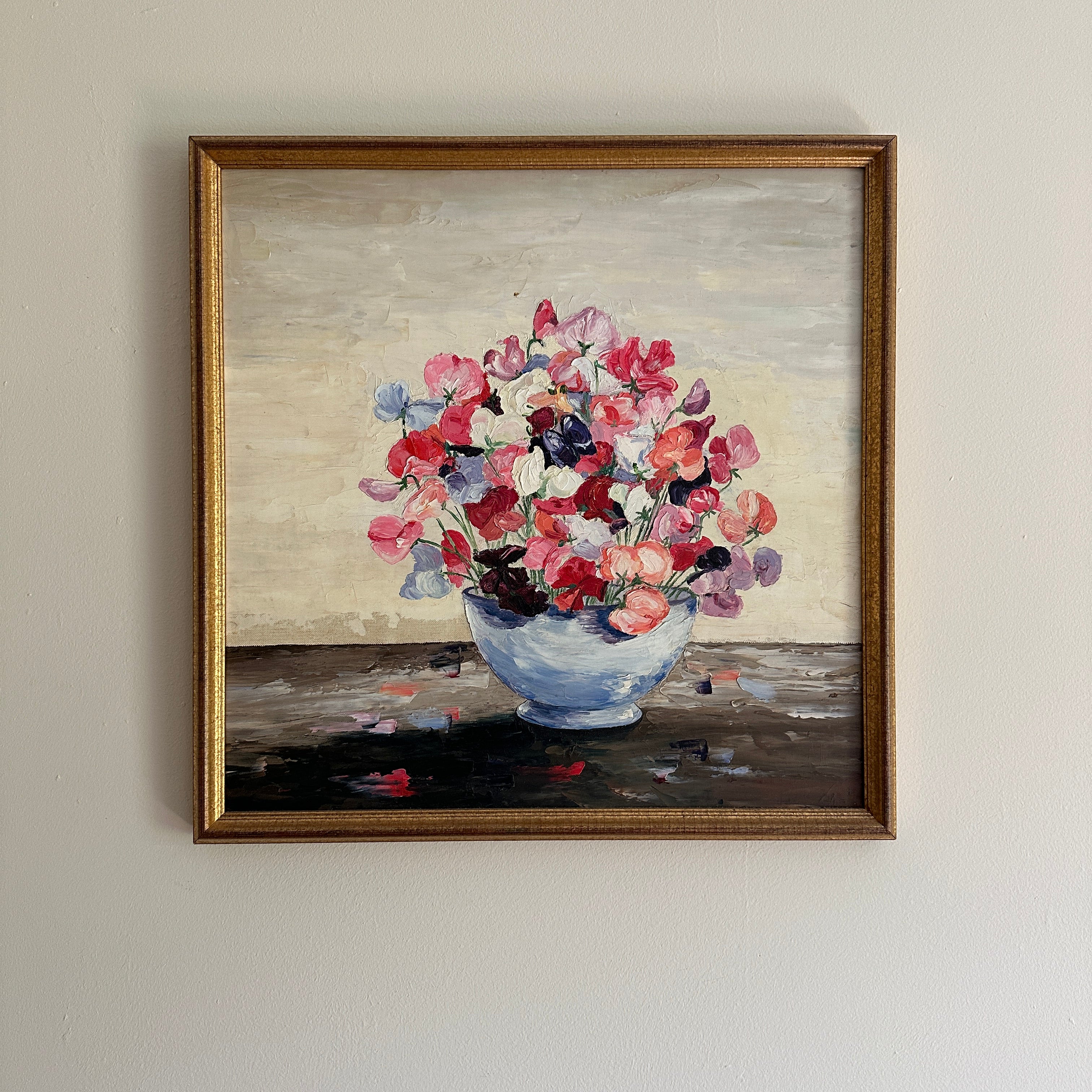 American School, 20th Century, Still Life of a Bowl of Flowers, Oil on Canvas