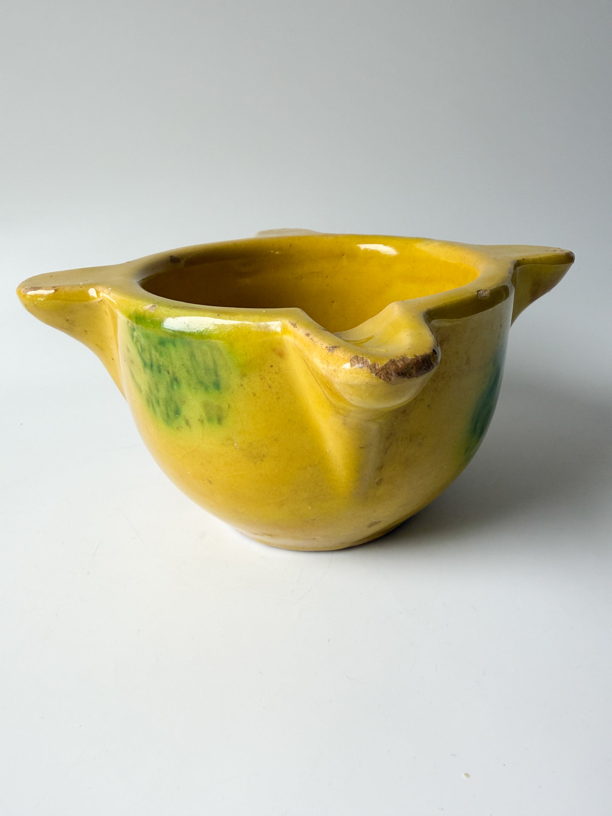 Vintage Yellow and Green Ceramic Ashtray