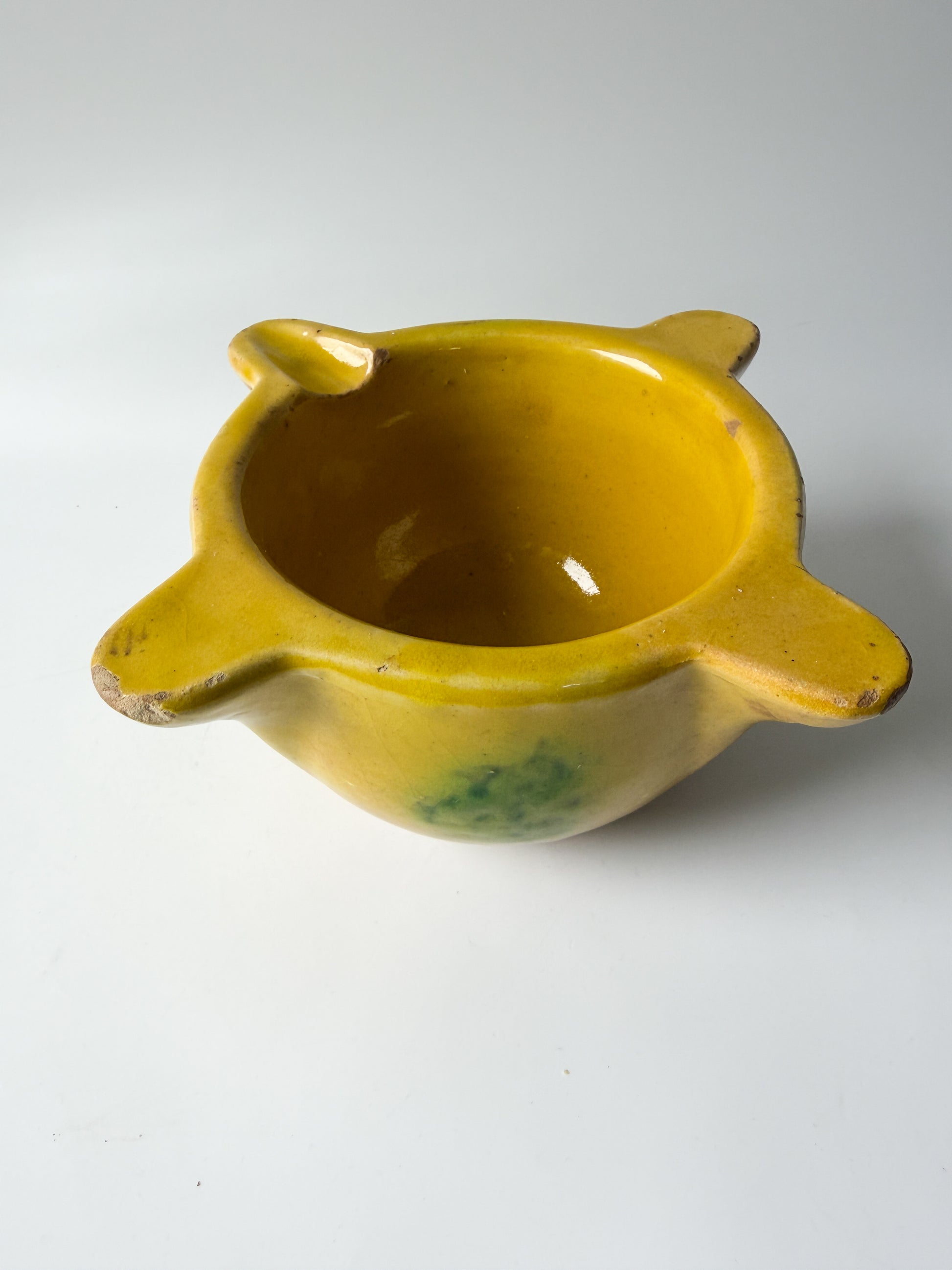 Vintage Yellow and Green Ceramic Ashtray