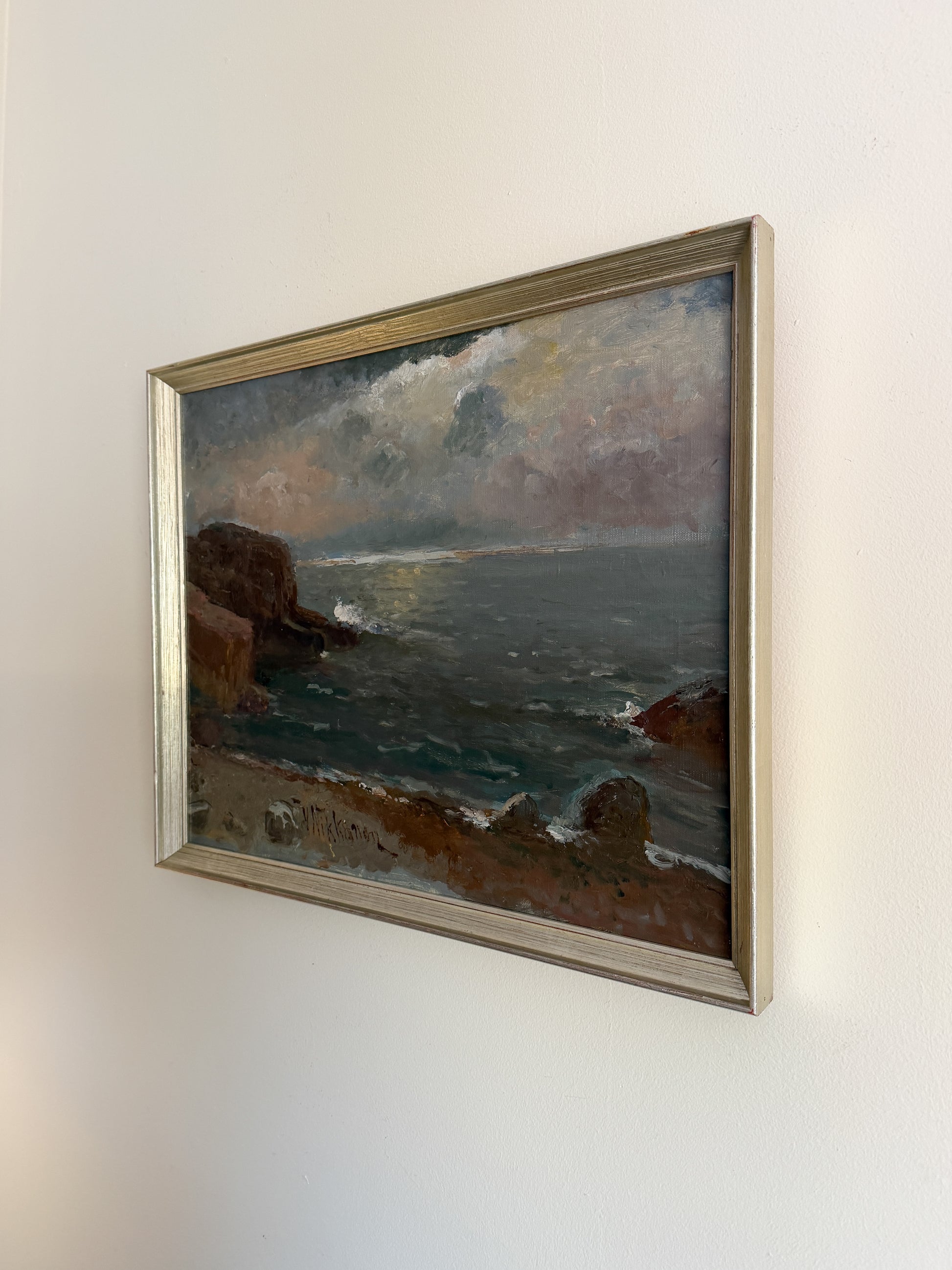 VICTOR NIKKANEN - Ocean Shore Landscape Oil Painting