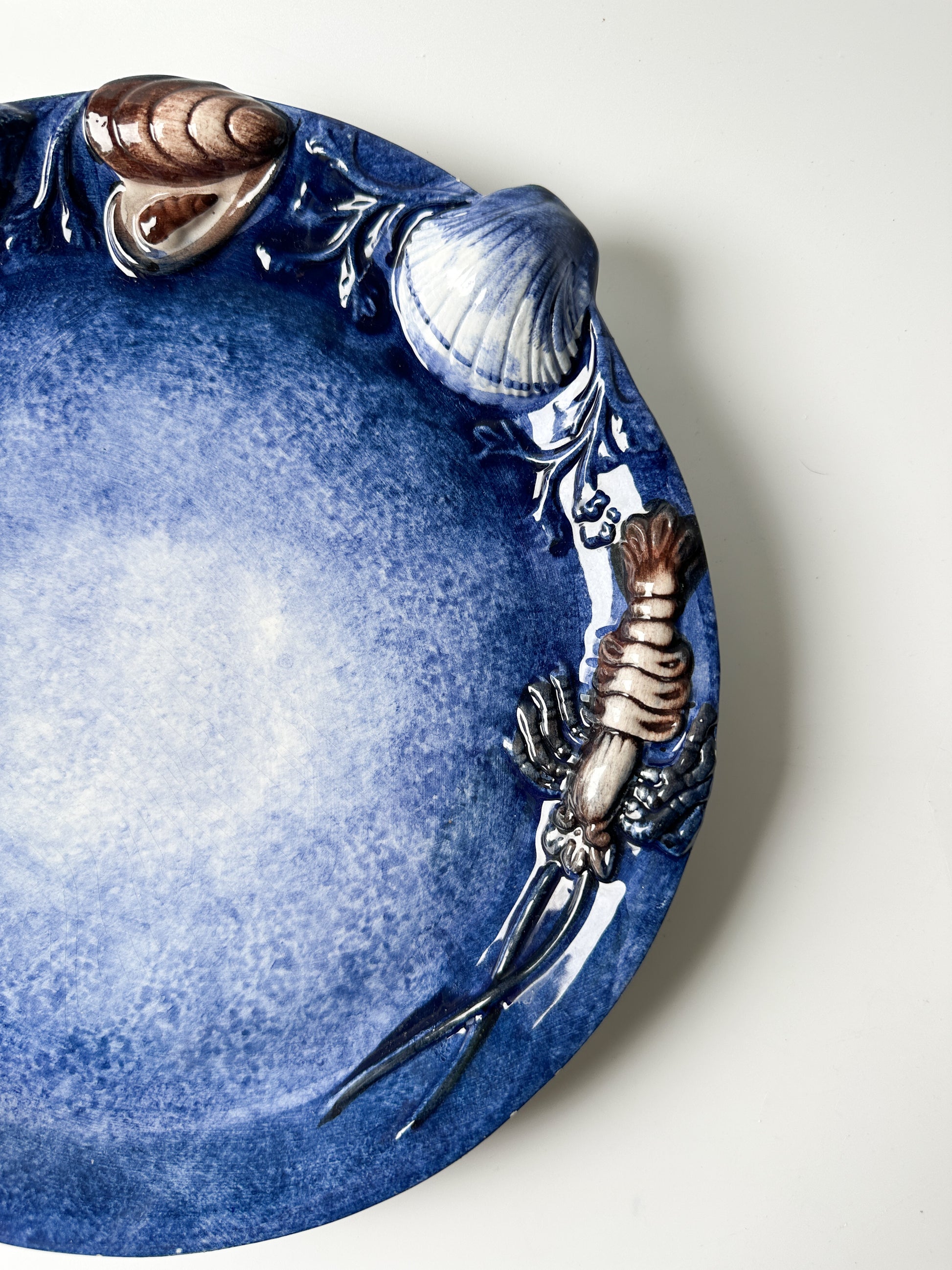Rare Italian Majolica Trompe L’oeil Shellfish Plate