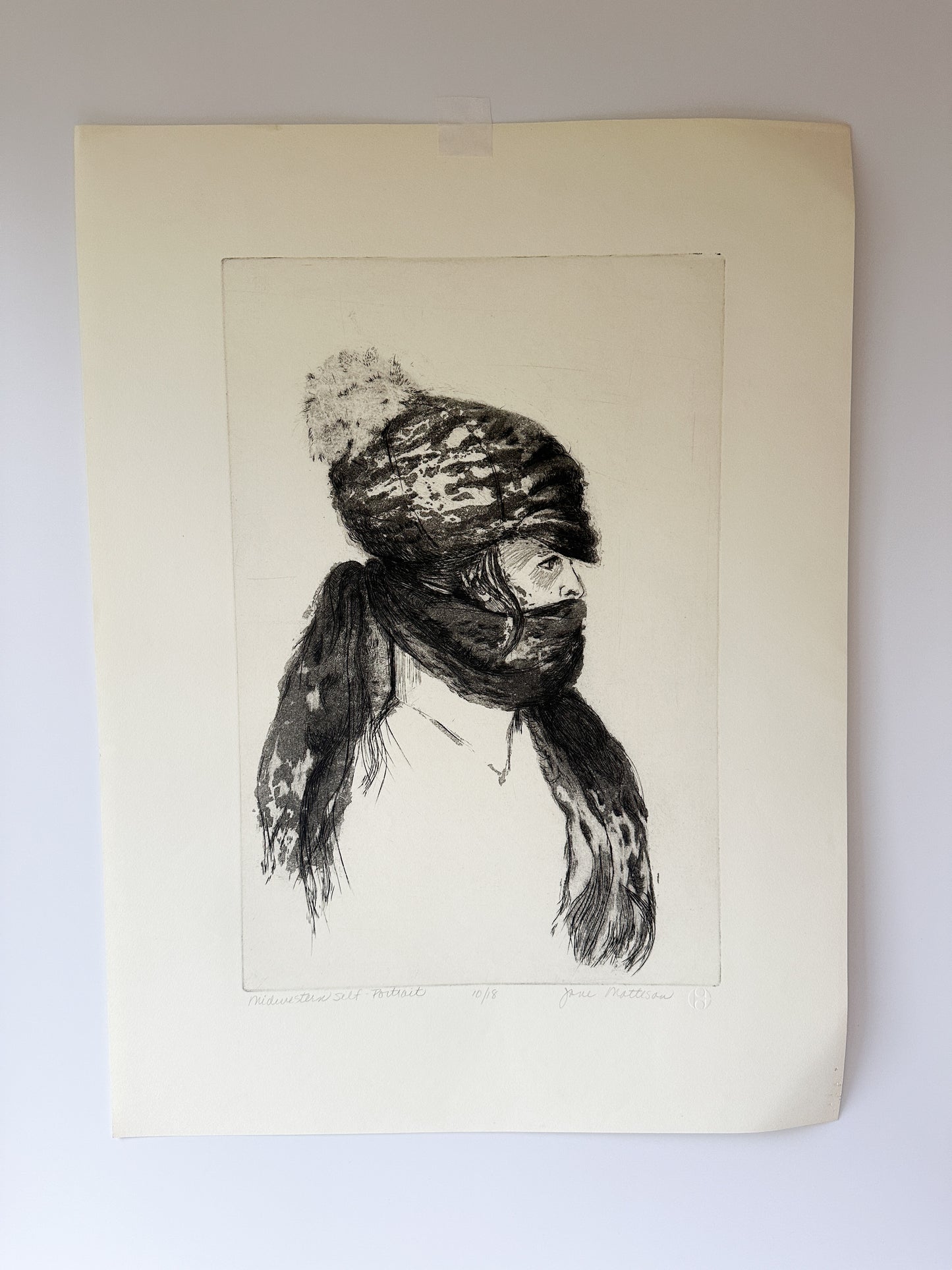 "MIDWESTERN SELF-PORTRAIT” Etching by Late Artist Jane Matteson