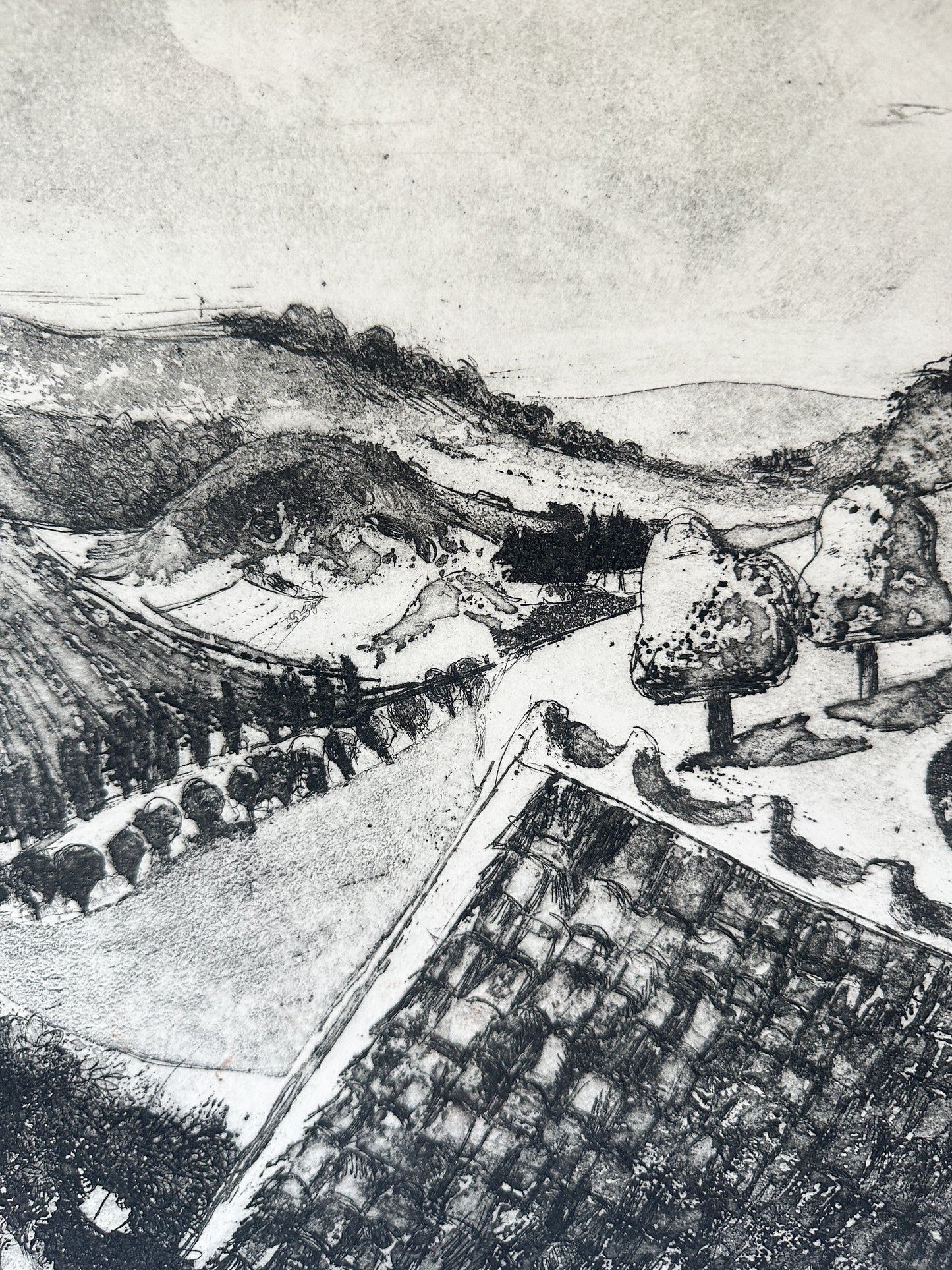 "BURGUNDY" France Aquatint Etching by Late Artist Jane Matteson